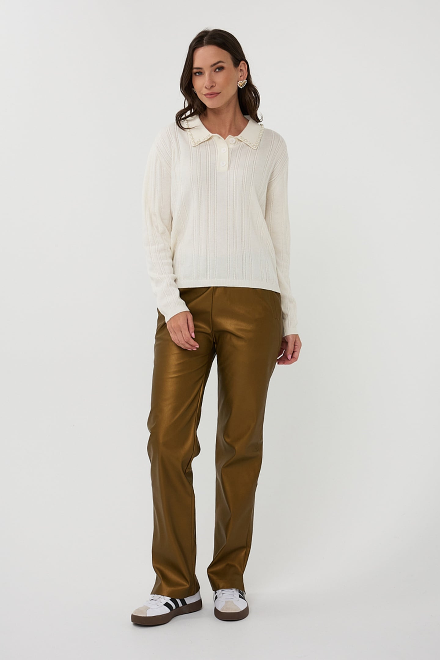 TROUSERS JOGGER VEGAN LEATHER GOLDEN OLIVE 2