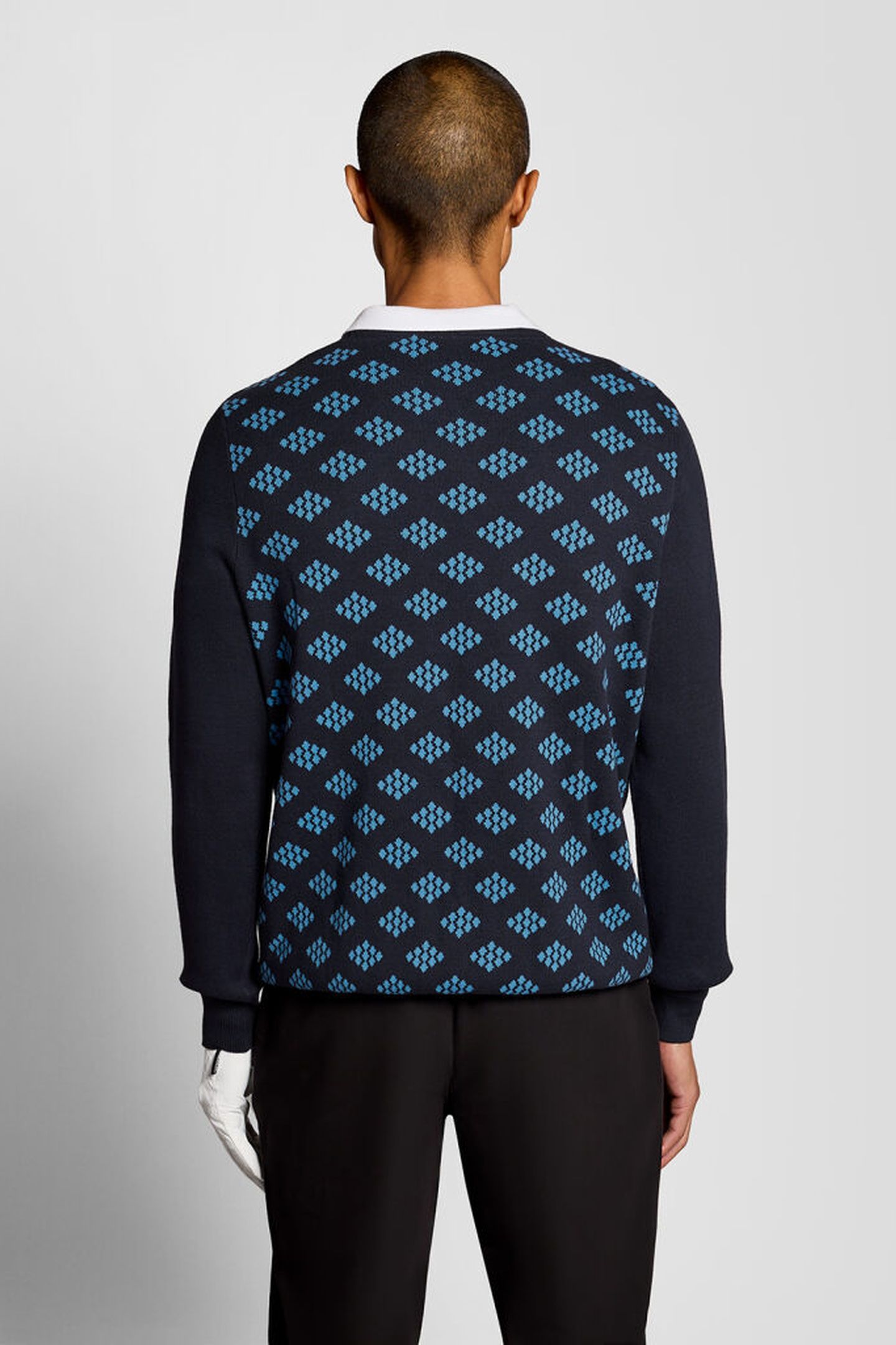 GOLF CREW NECK COTTON ARGYLE JUMPER DARK NAVY 2