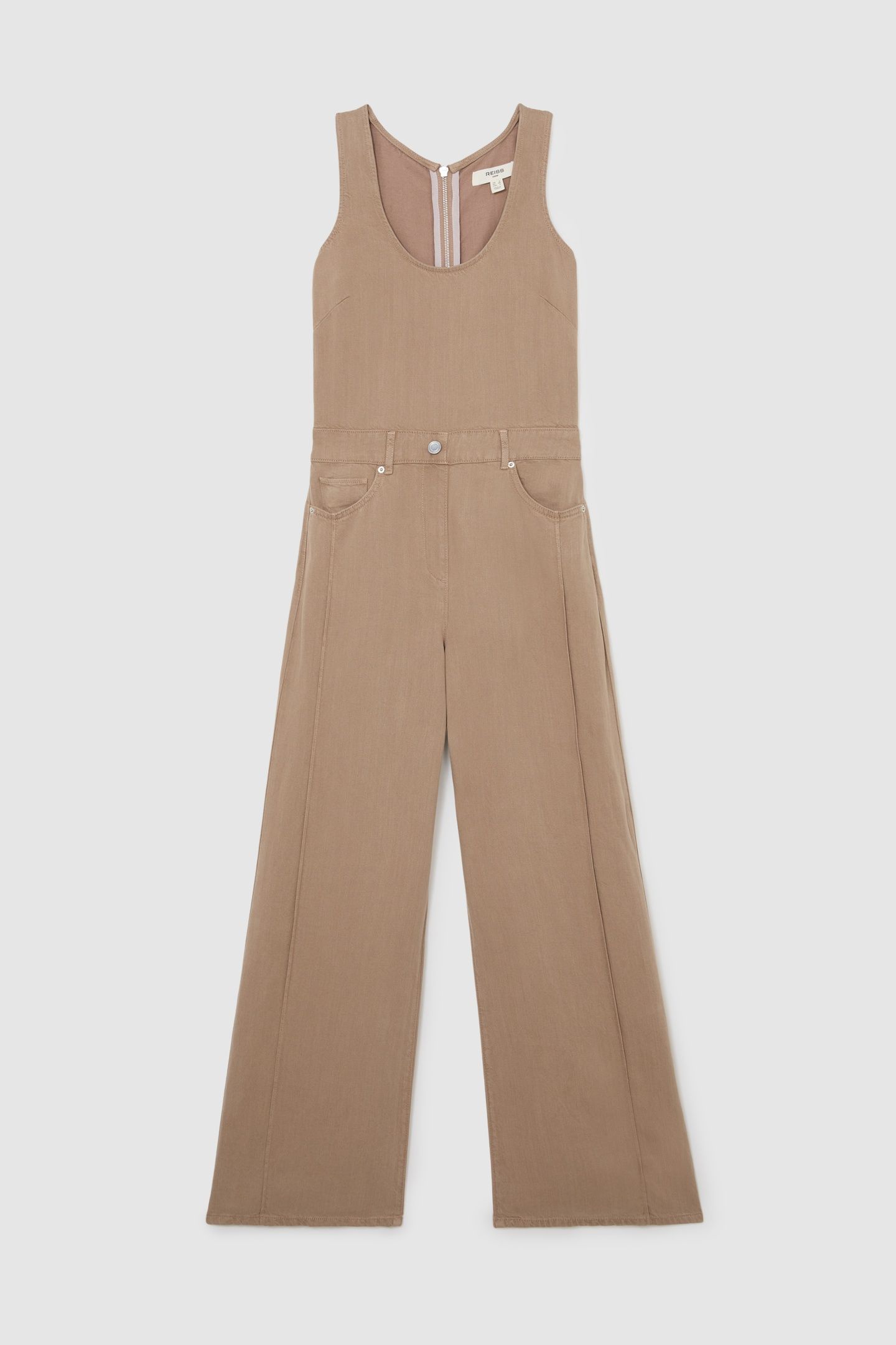LINEN BLEND JUMPSUIT TAUPE NEUTRAL 3