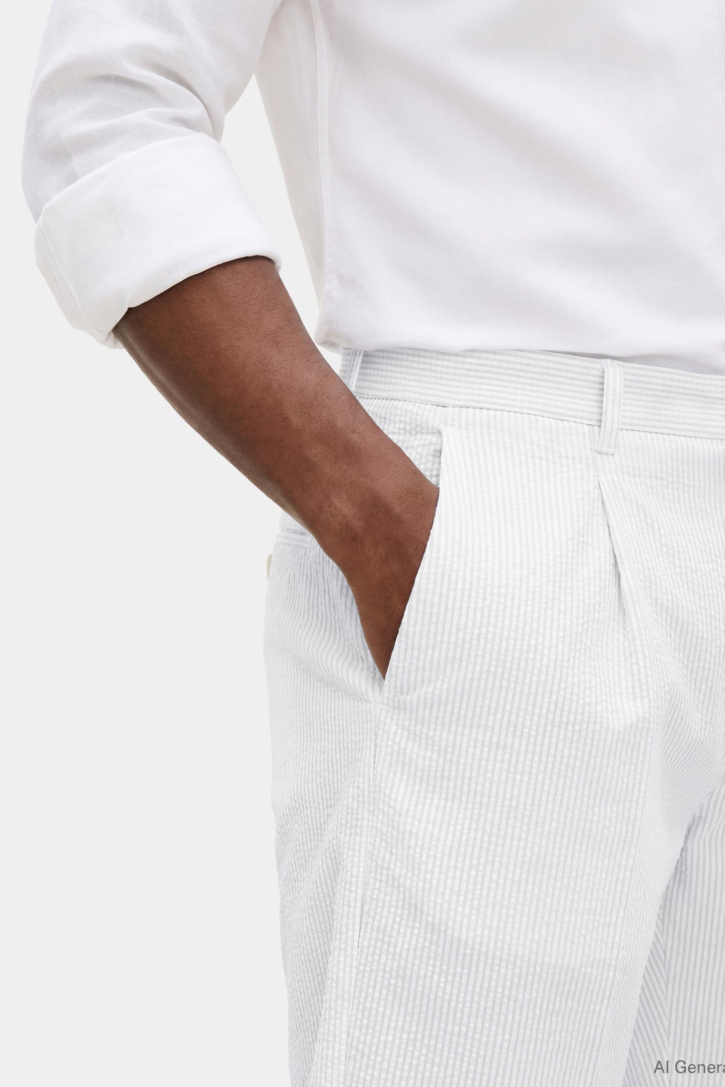 DC SEERSUCKER SHORTS WHITE/BLACK STRIPE 5