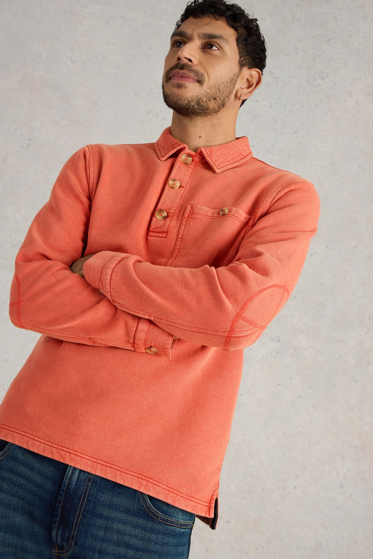 BRAMPTON COLLARED SWEAT DK ORANGE 1