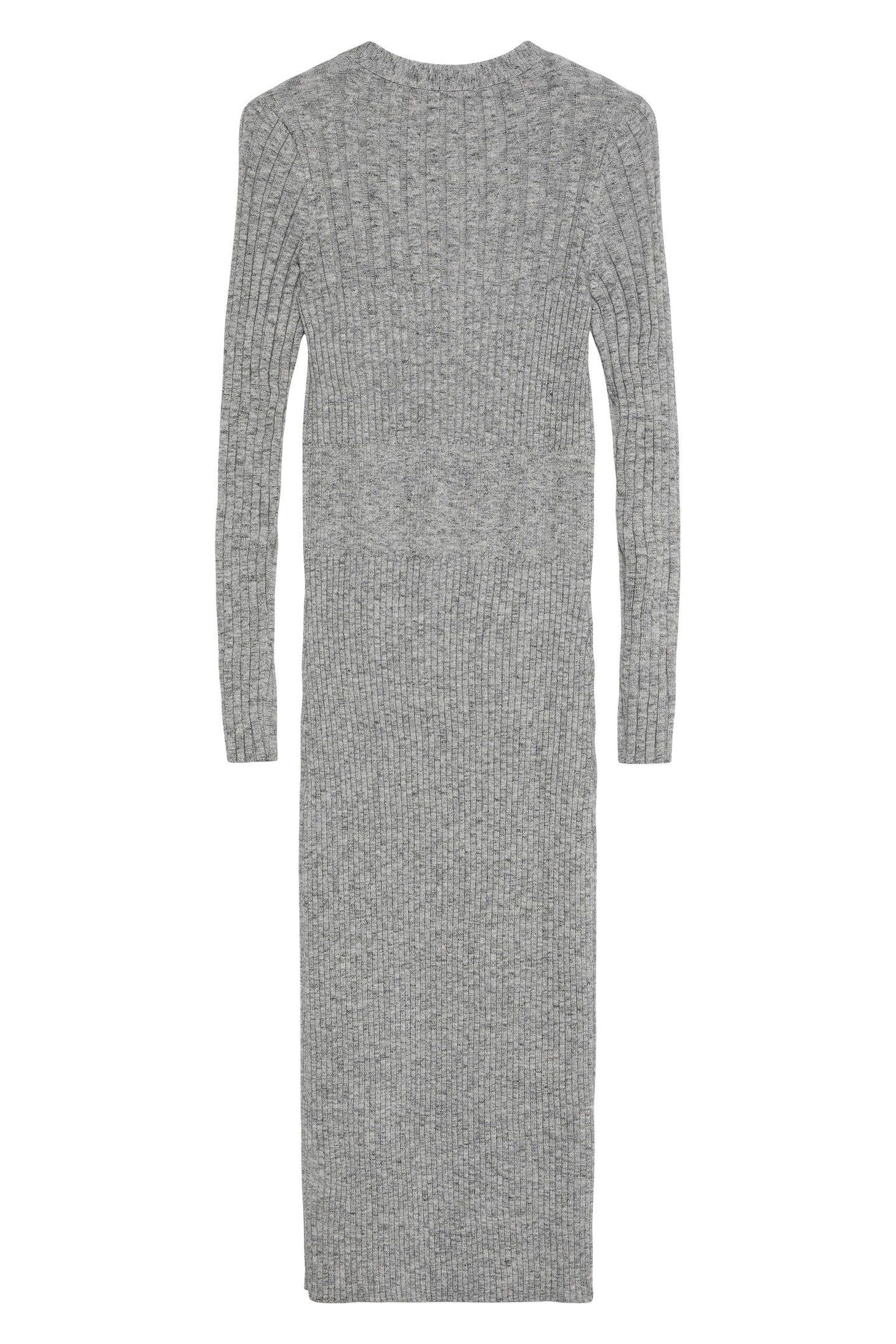 MOULINE RIB VNECK DRESS QUIET GRAY MELANGE 2