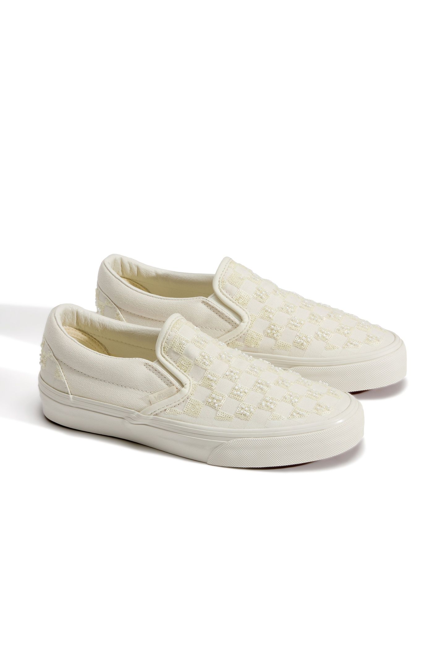 UNISEX CLASSIC SLIP-ON BEADED WHITE CHECKERBOARD 1