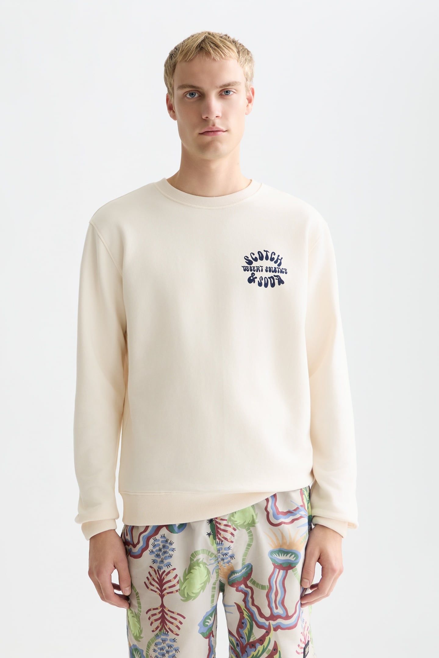 FRONT AND BACK ARTWORK REGULARFIT SWEATSHIRT LIGHT BEIGE 1