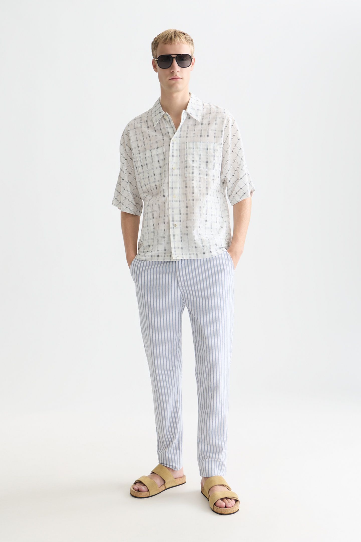 WARREN YARNDYED COTTON/LINEN REGULAR STRAIGHTFIT JOGGER NAVY 3