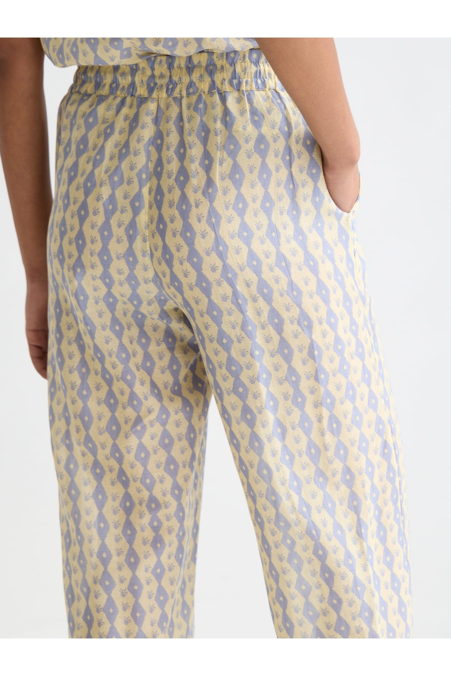 GIA - ALL OVER PRINTED COTTON VOILE PANTS CACTUS STRIPE PLAC 6