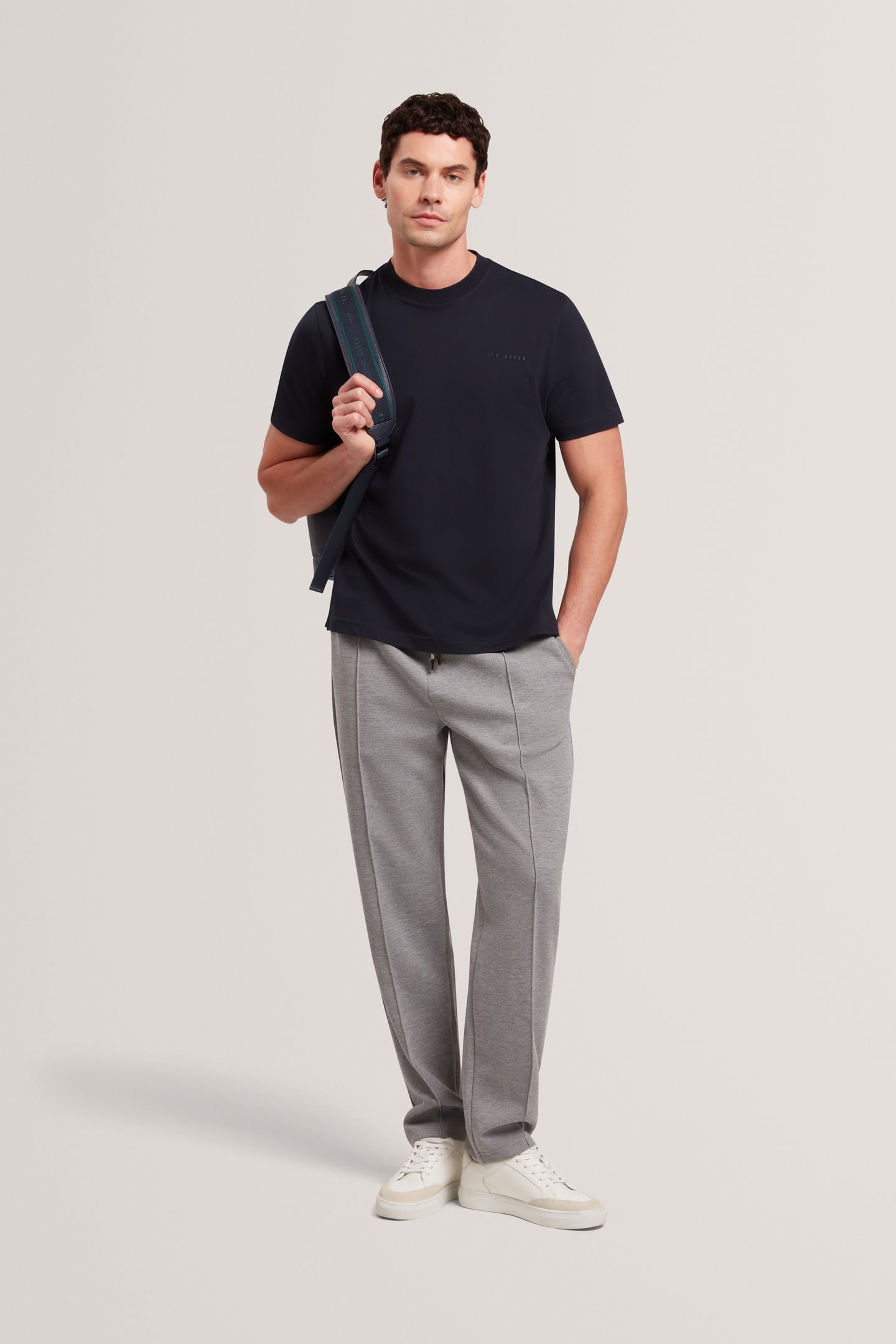 BRANDED HONEYCOMB TRIM T SHIRT NAVY 1