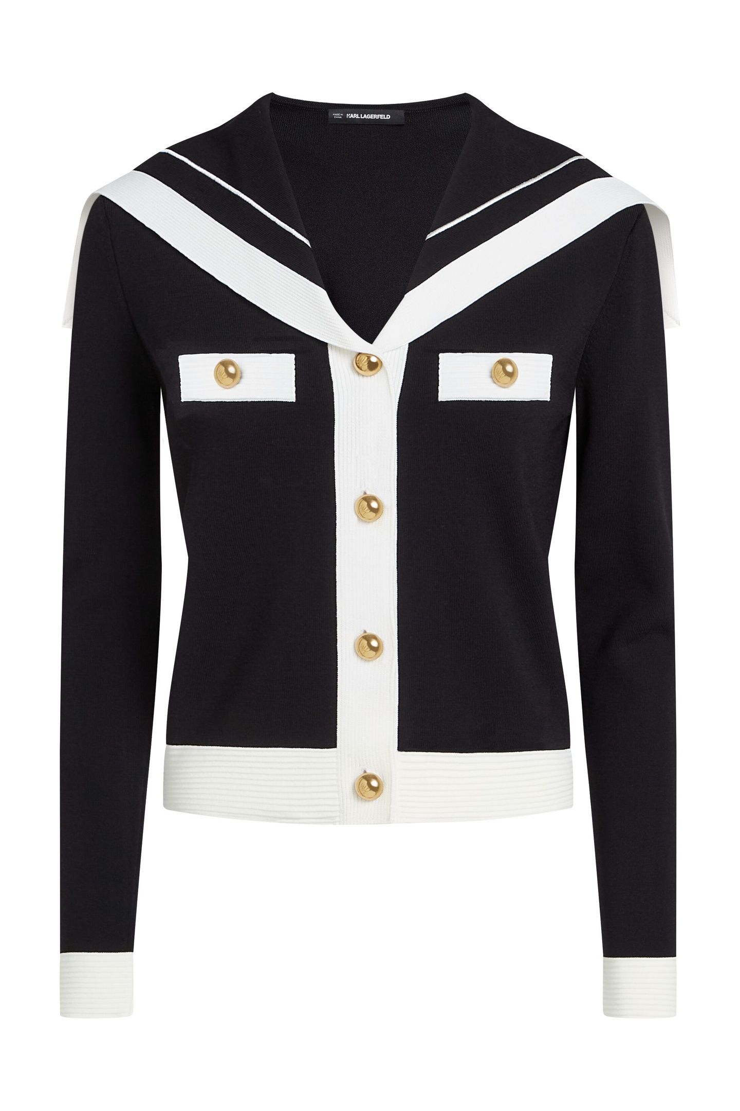 NAUTICAL KNIT CARDIGAN BLACK/WHITE 1