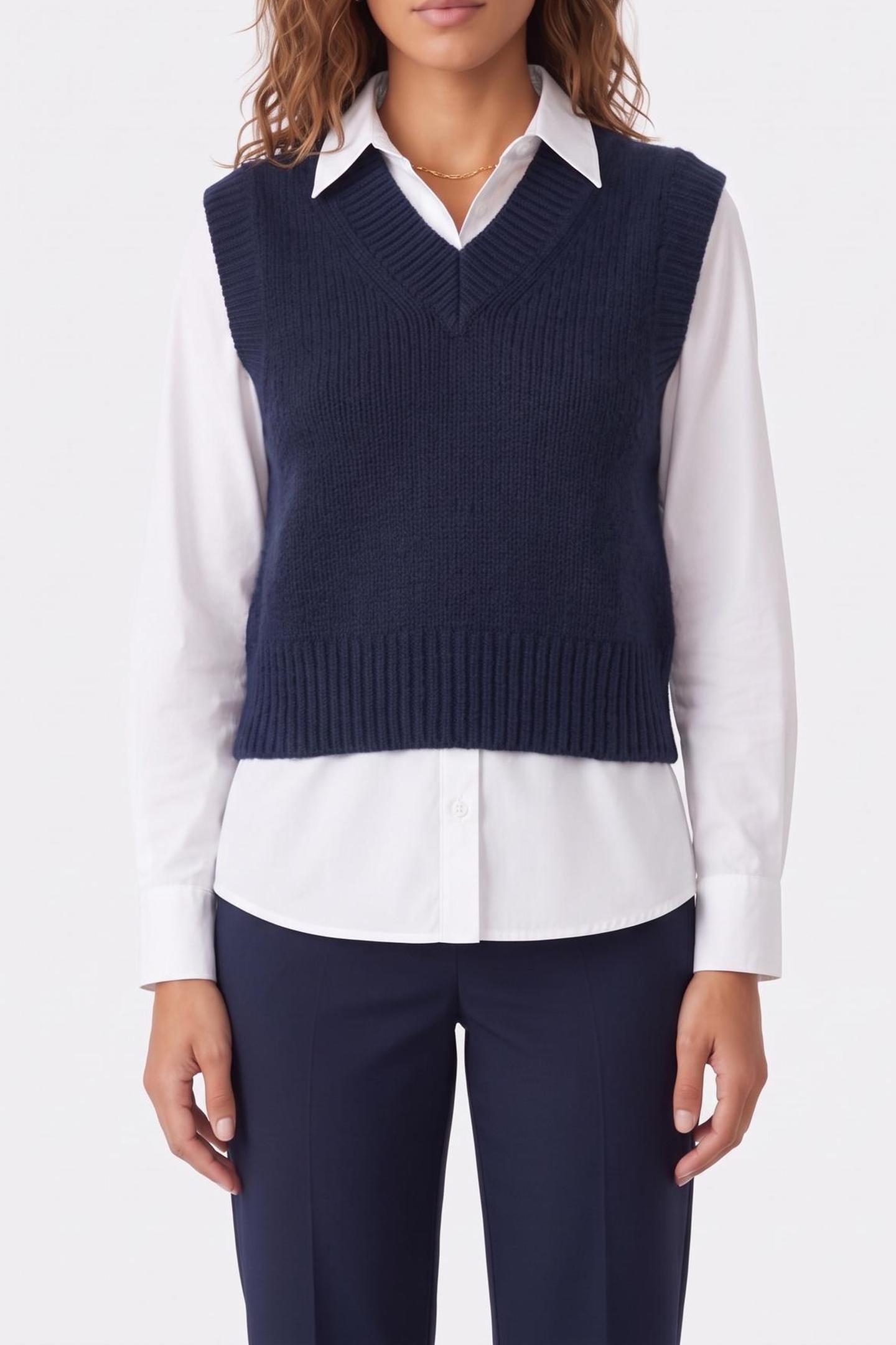 OVERSIZED BOUCLE VEST DARK SAPPHIRE 1