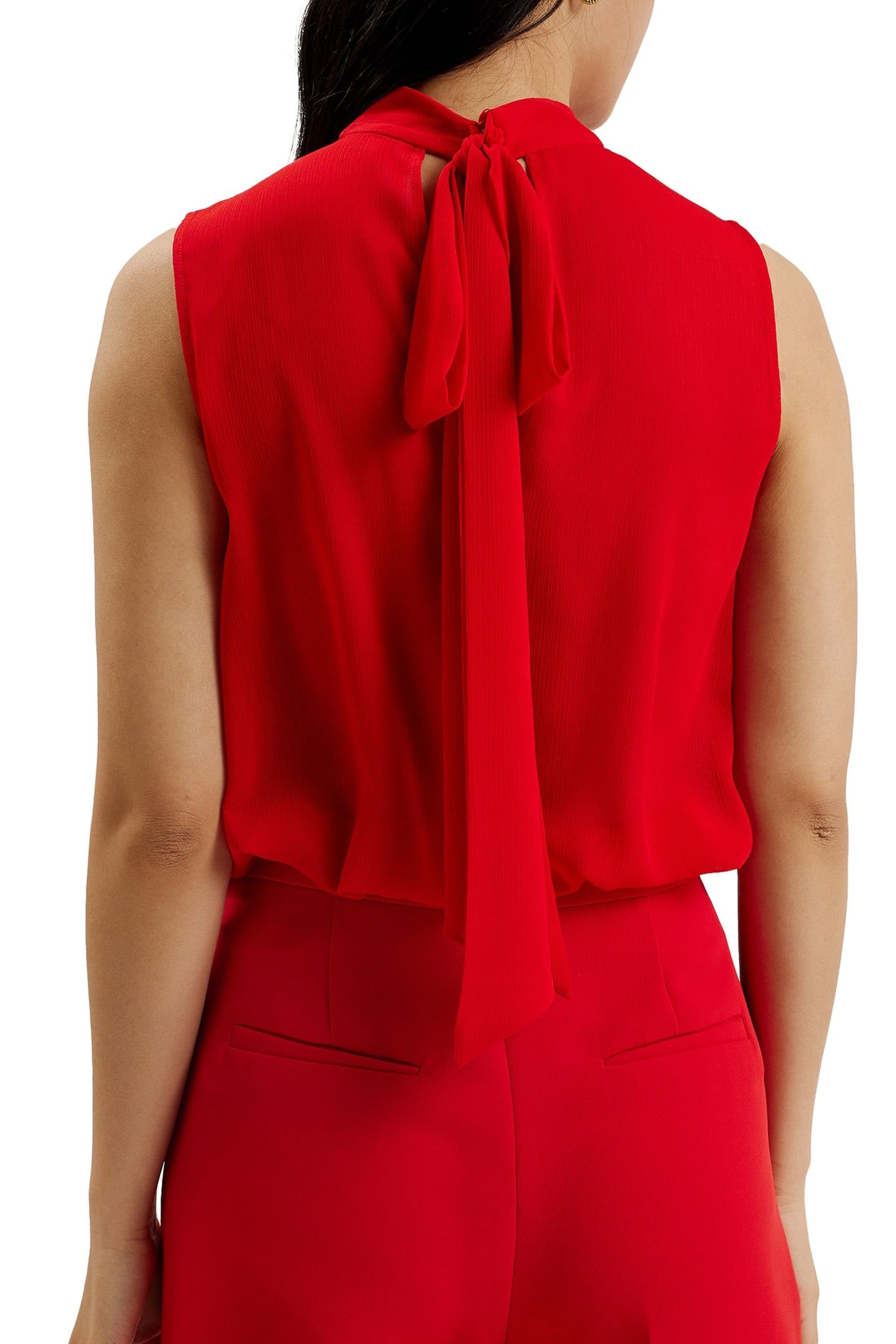SURKA SLEEVELESS NECK TIE TOP RED 2