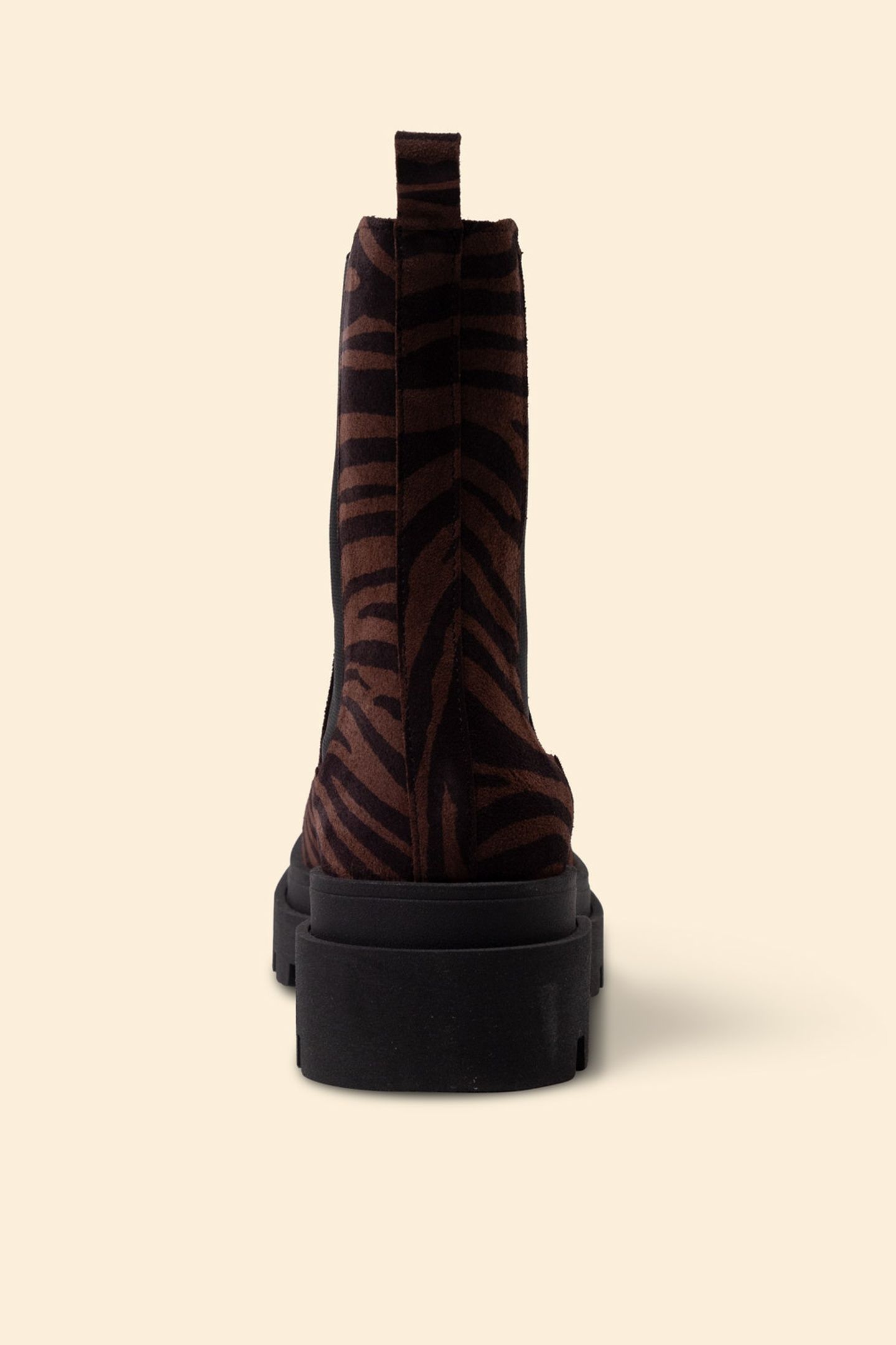 CHELSEA BOOTS BROWN LEATHER VELOUR ZEBRA PATTERN 4