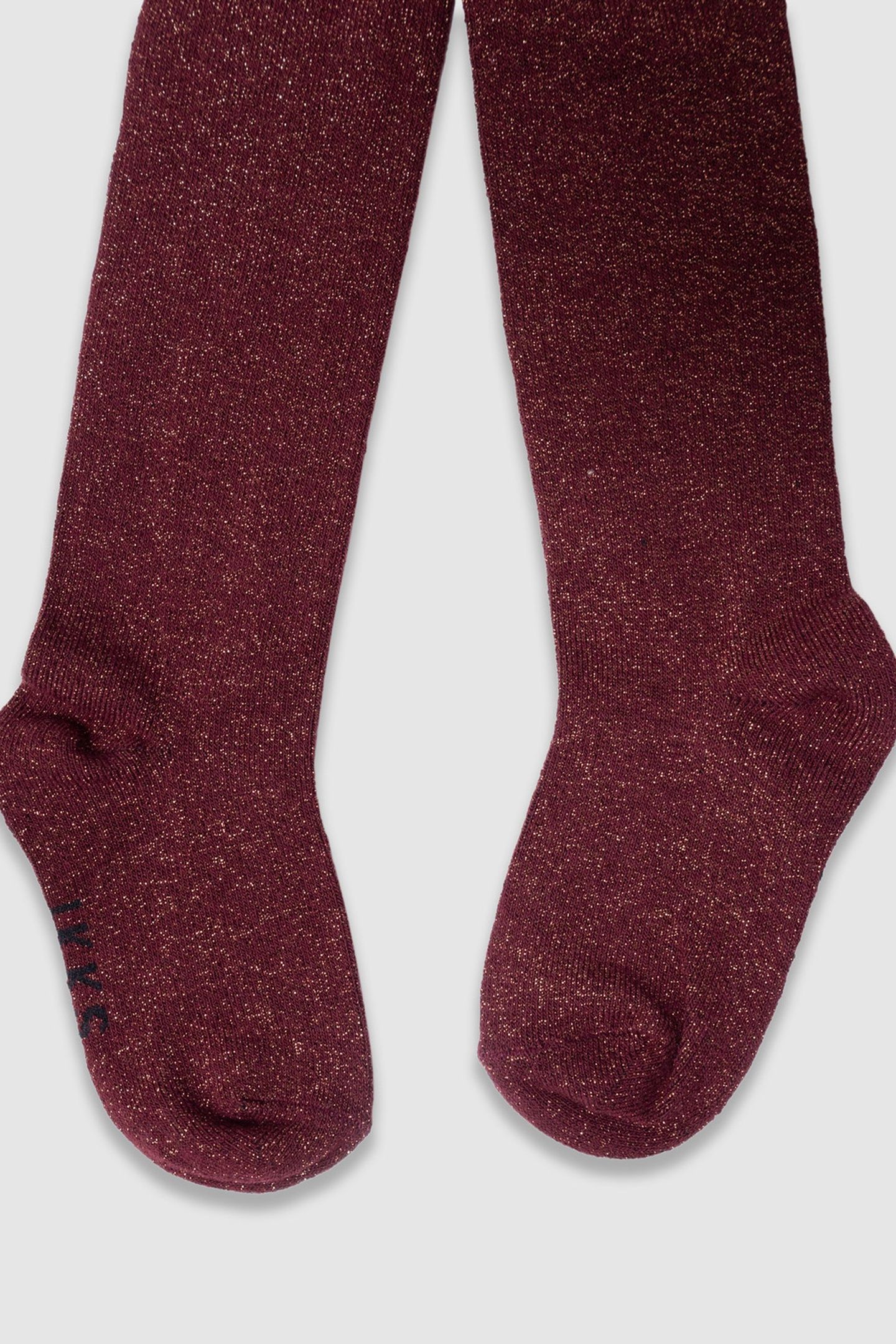 GIRLS’ BURGUNDY KNIT TIGHTS WITH COPPERY GLITTER 3