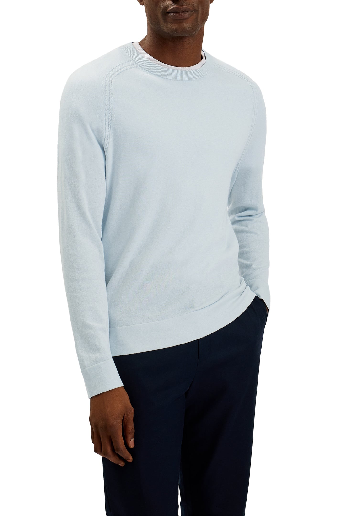 TIVOL LS REGULAR SILK BLEND CREW NECK PL-BLUE 1