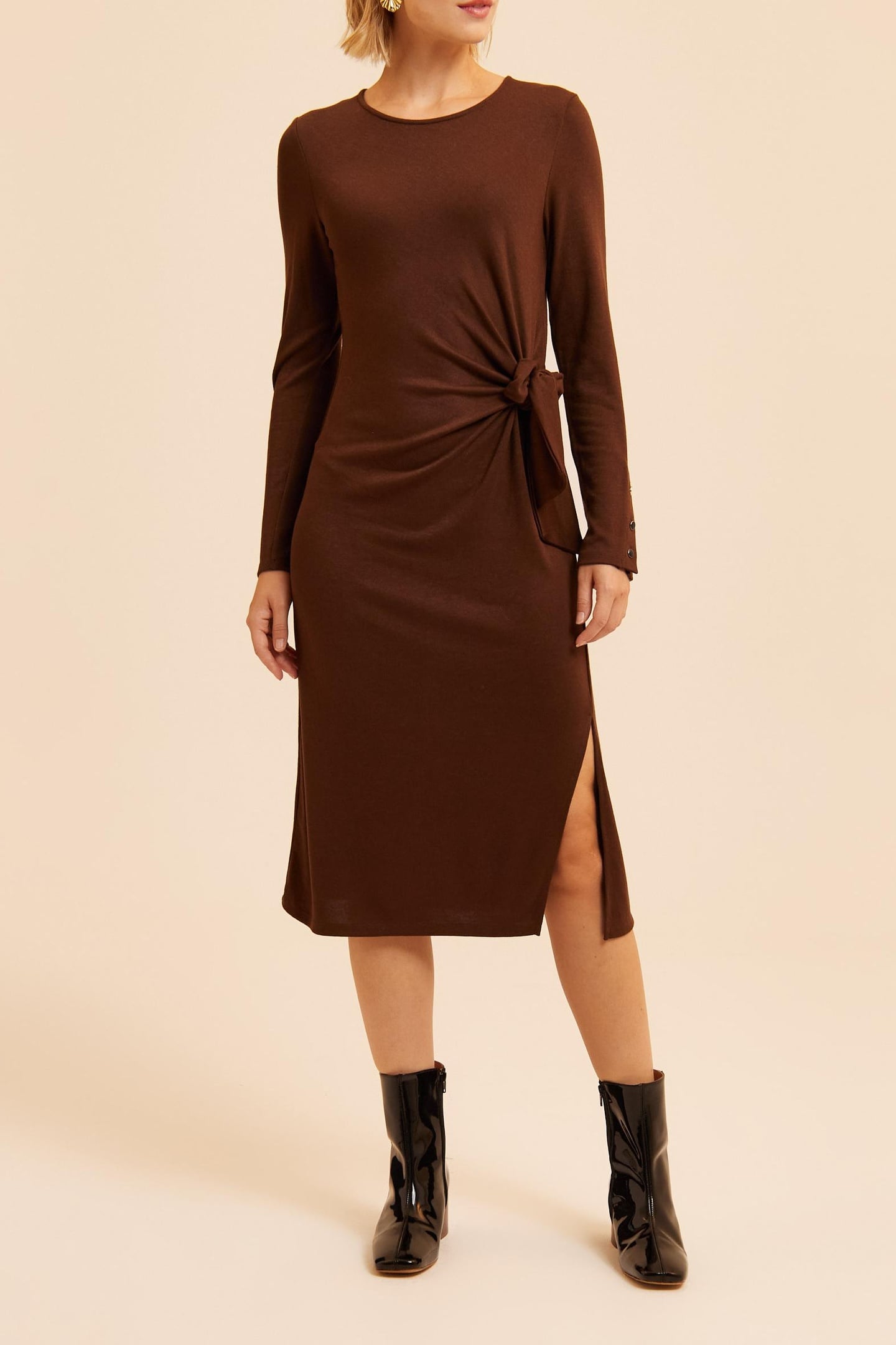 BROWN LONG TUBE DRESS TO TIE ON SIDE 3