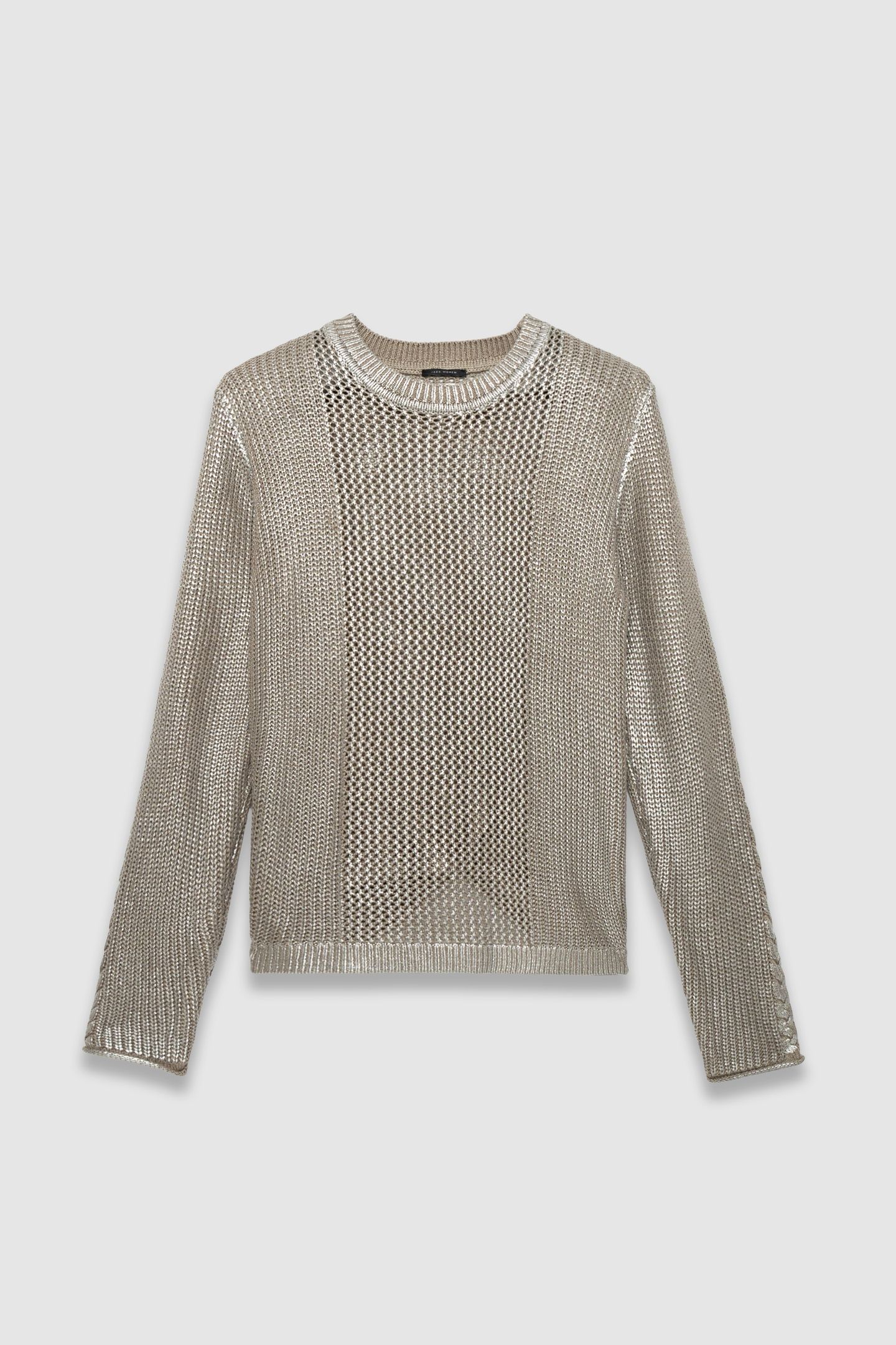 BEIGE SILVER-COATED DECORATIVE KNIT SWEATER 4