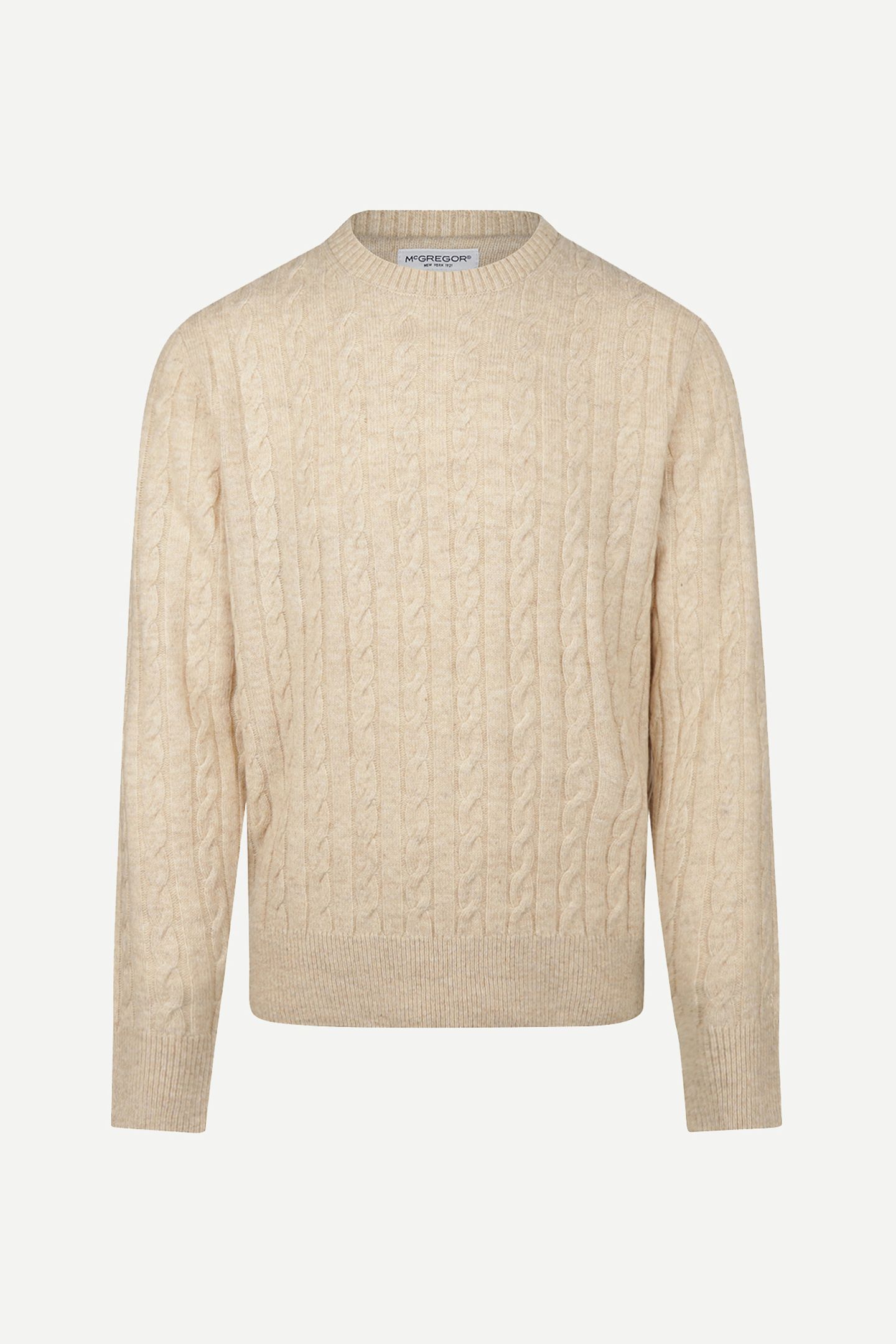 CABLE CREW NECK SWEATER STONE 3