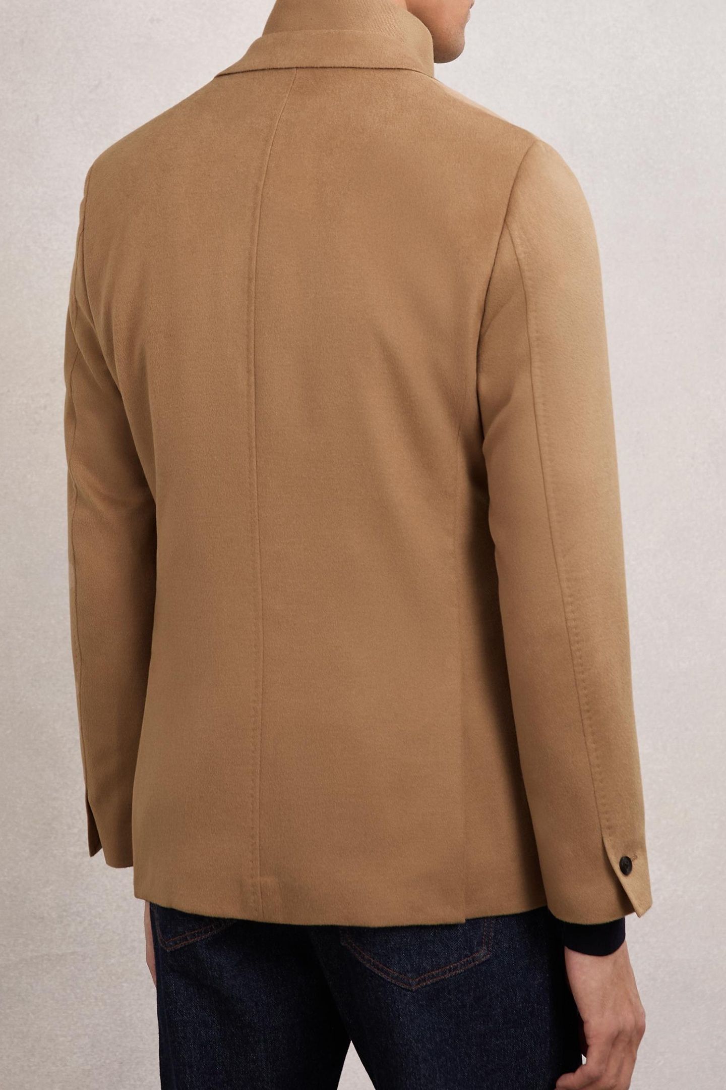 SB 2B NOTCH GILET INSERT WOOL BLAZER CAMEL BROWN 4