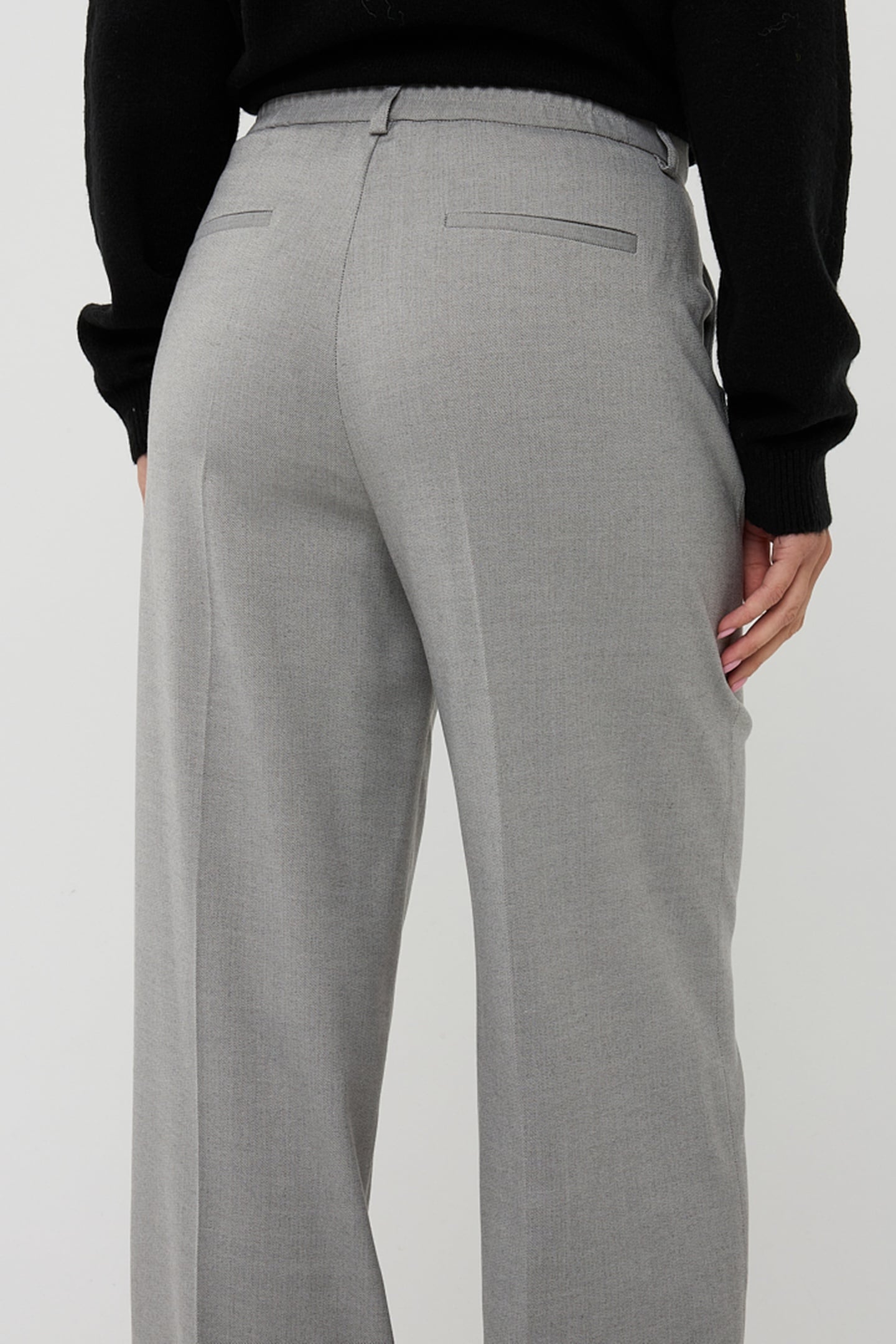 TROUSERS WIDE LEG LUREX LIGHT GREY MELANGE 8