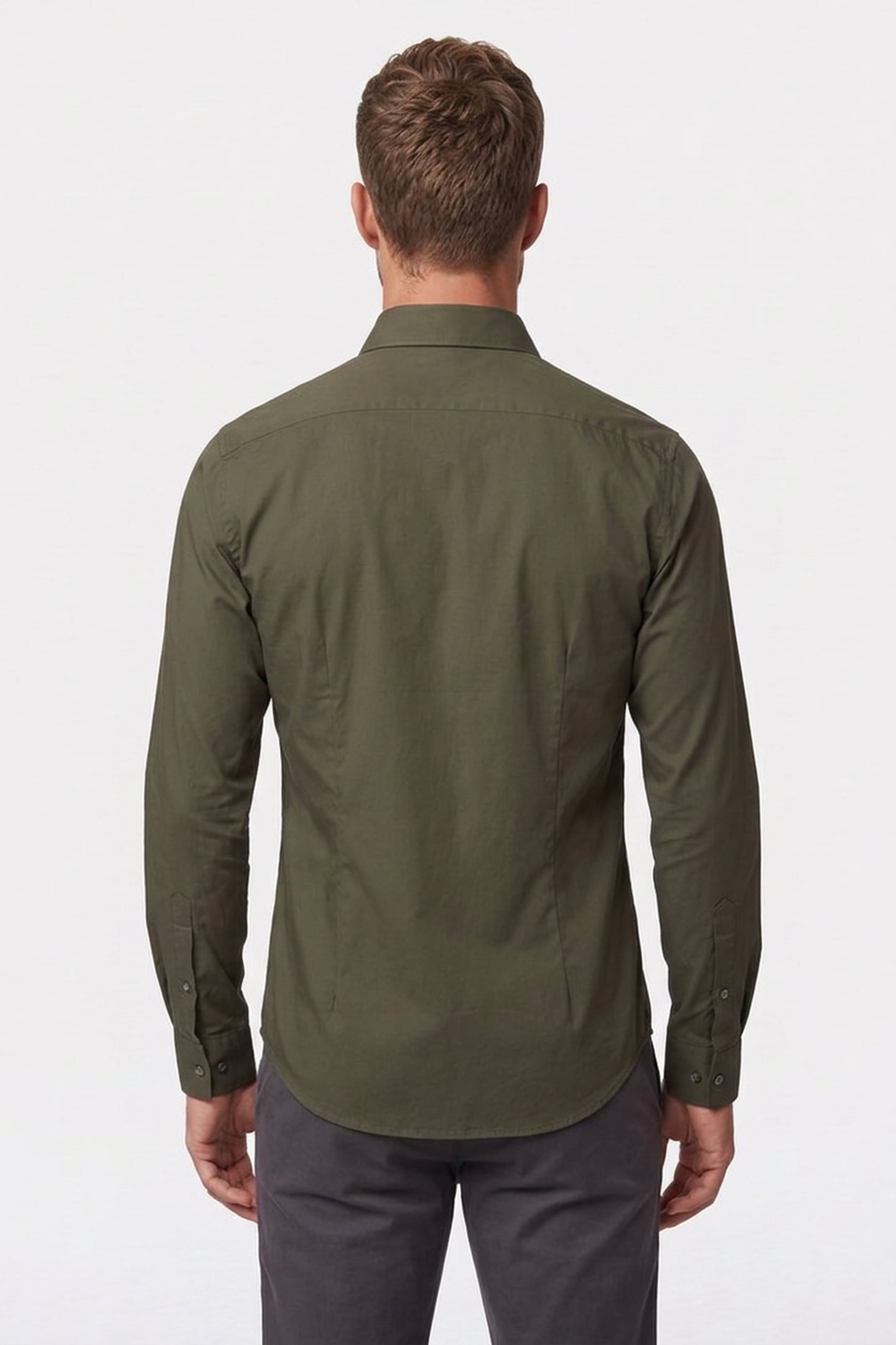 SLIM ESSENTIALS POPLIN SHIRT FOREST 2