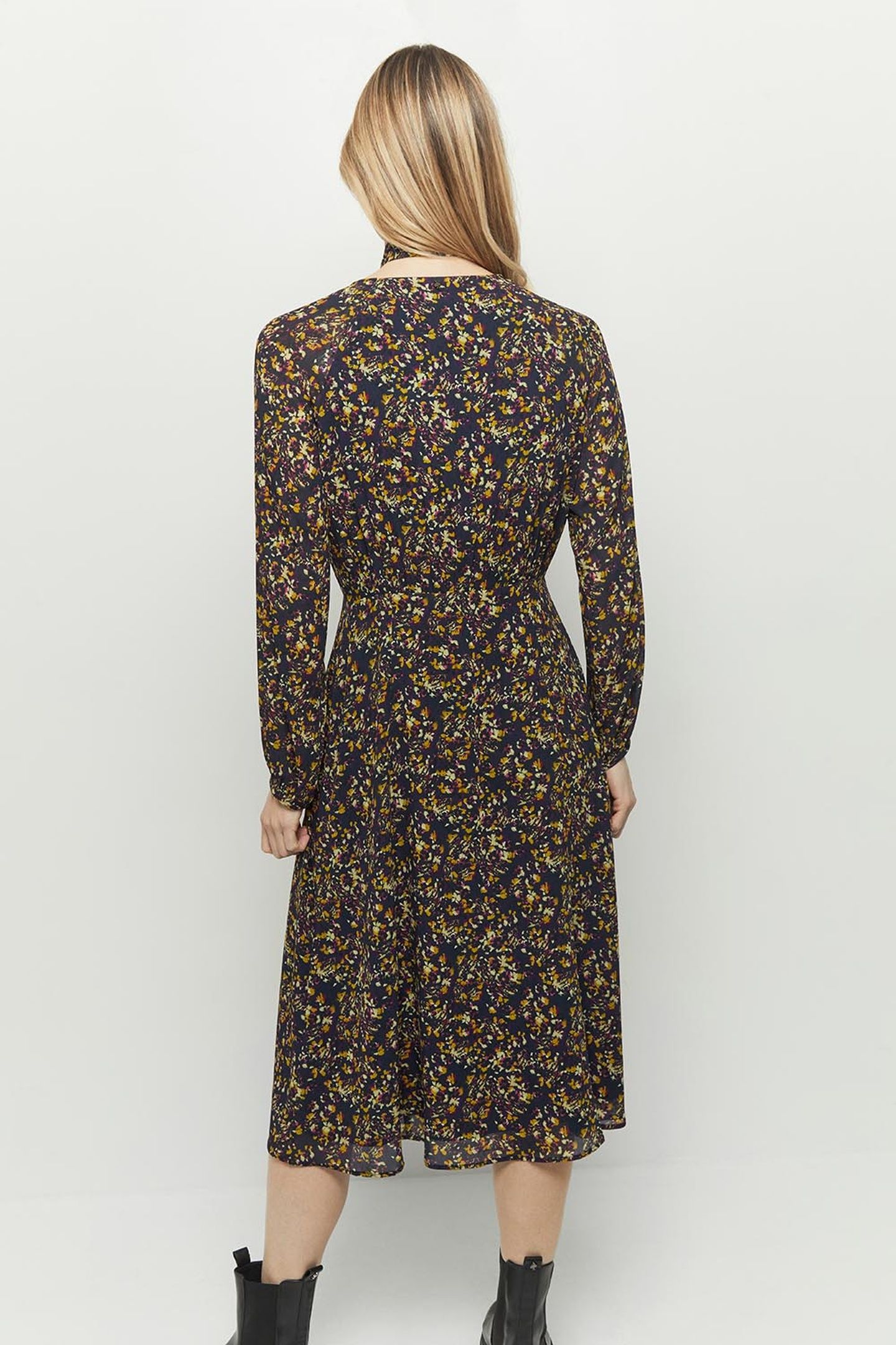 REASON _ NAVY MAXI DRESS WITH FLORAL PRINT IN RECYCLED POLYE 2