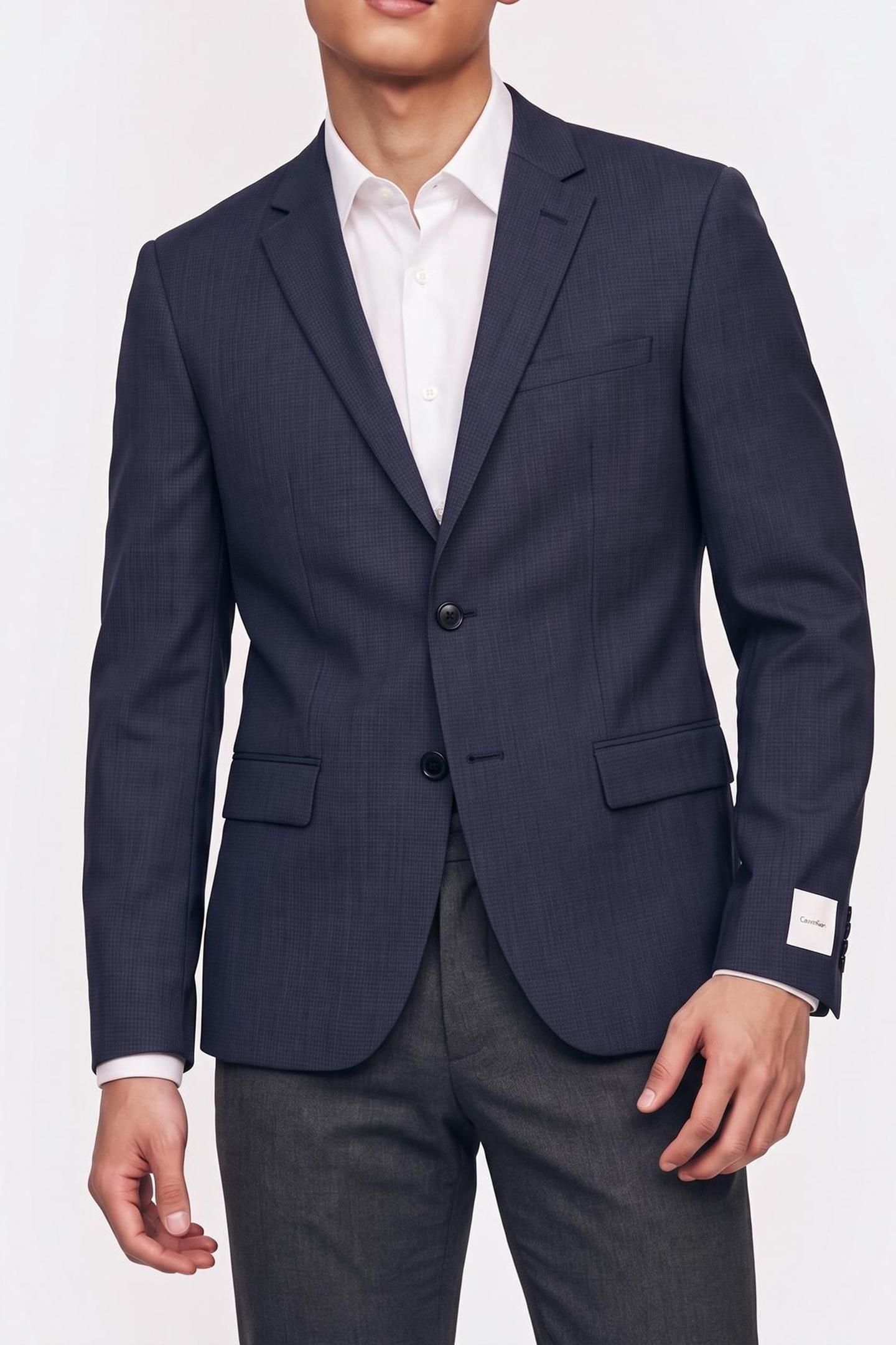 LS MICRO DOT SLIM BLAZER SLATE BLUE 1