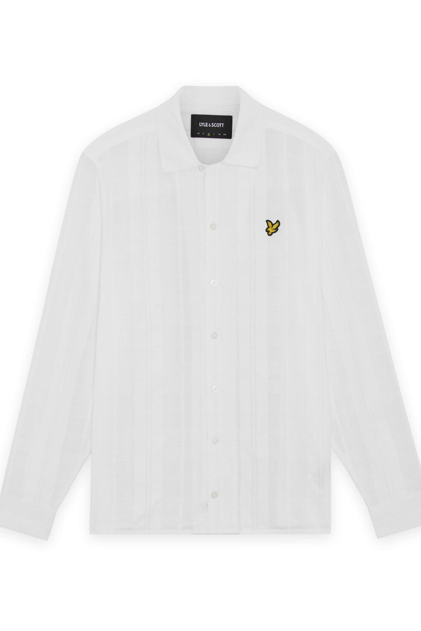 CHECK LONG SLEEVE REVERE COLLAR SHIRT WHITE 4