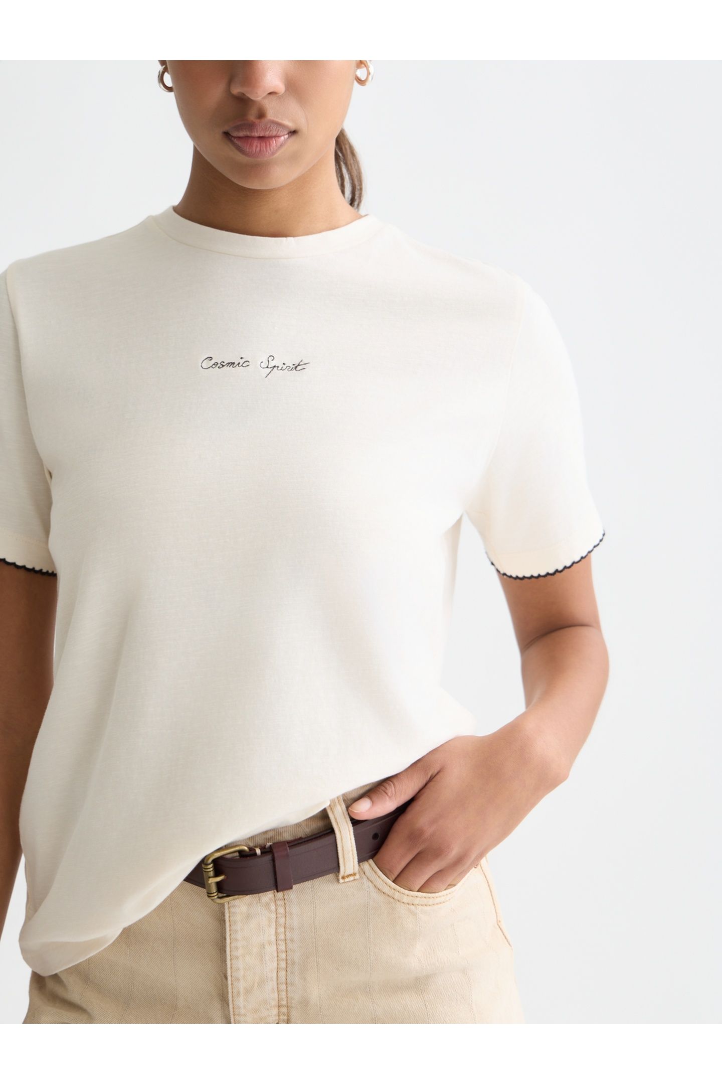 EMBROIDERED SLUB REGULAR-FIT T-SHIRT EGGNOG 6
