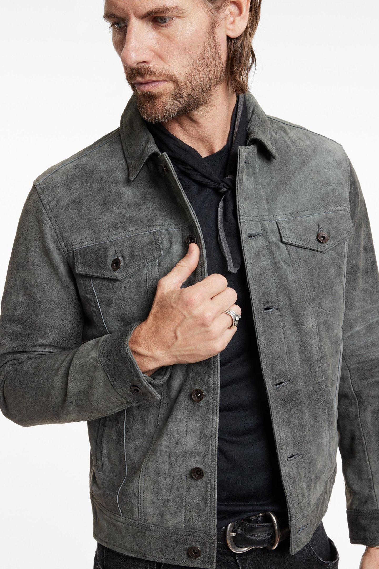 ANDREW TRUCKER JACKET WITH SHANK CLOSURE SEAL GREY 3