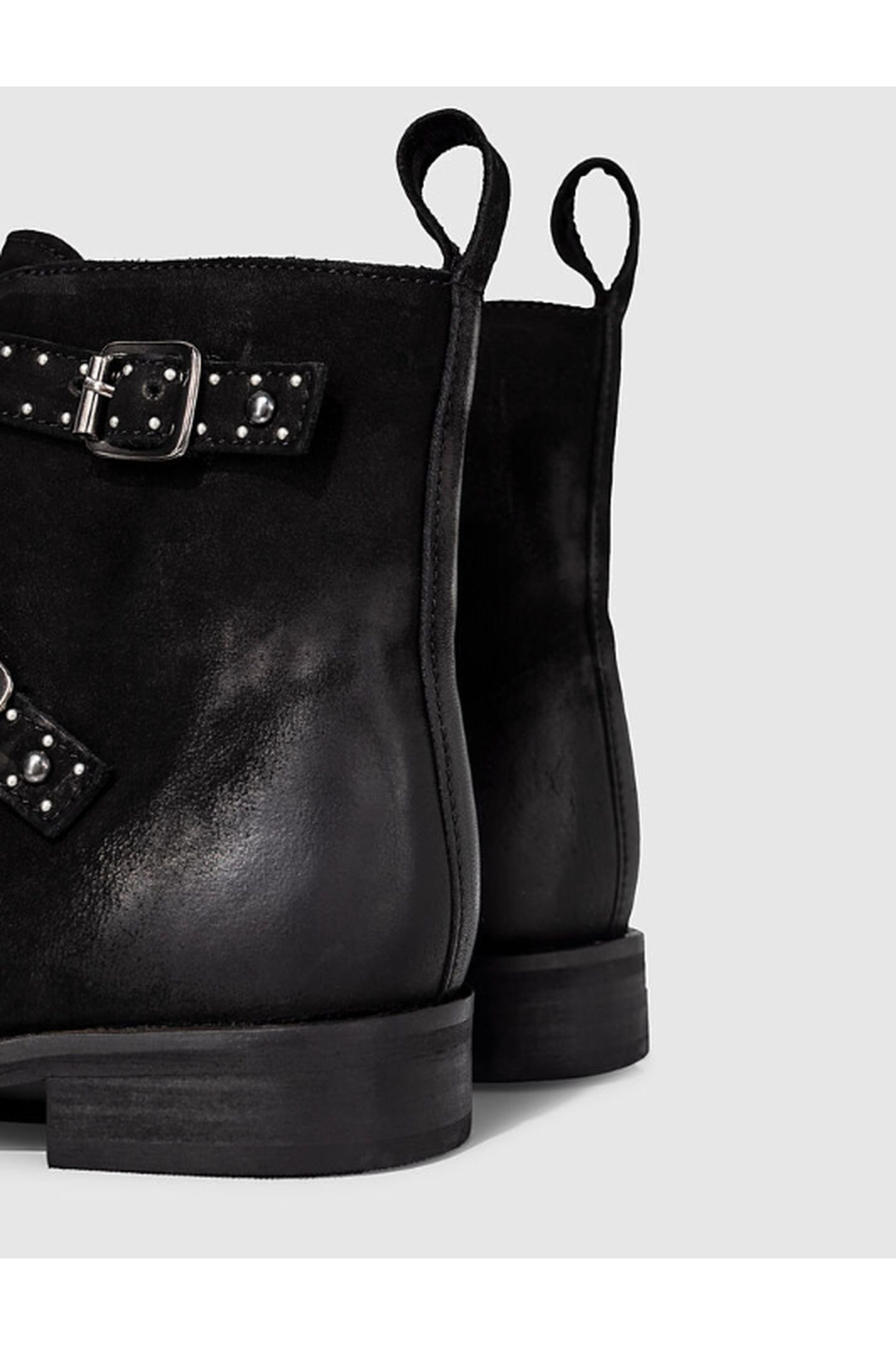 GIRLS’ BLACK BUCKLE AND STUDS LEATHER COMBAT BOOTS 5