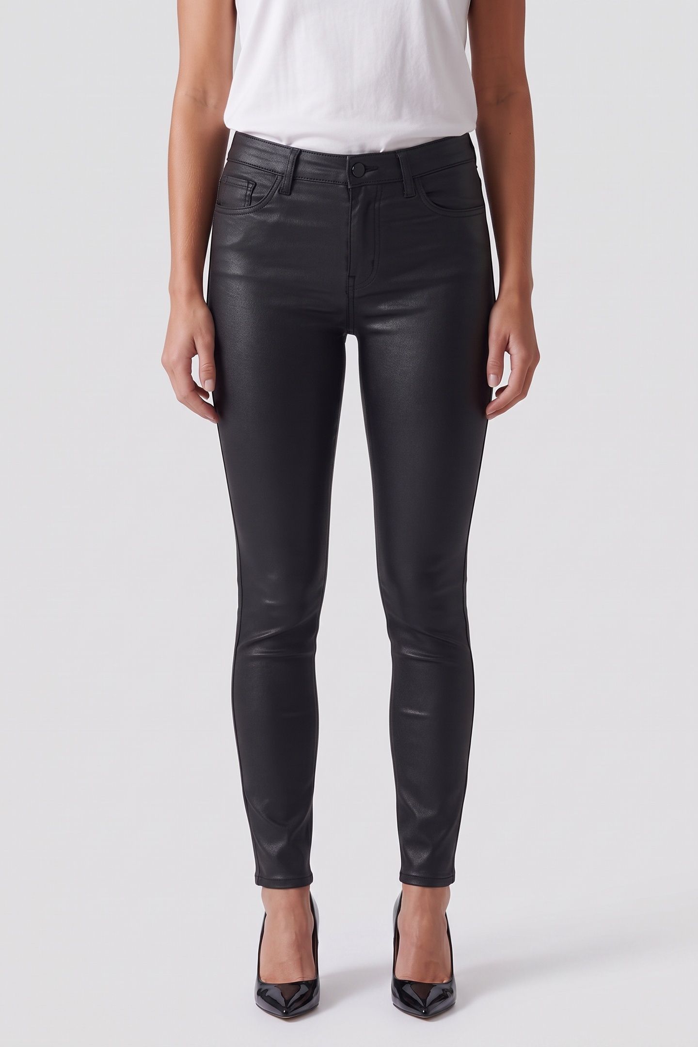 COATED SKINNY DENIM BLACK SOLID DENIM 2
