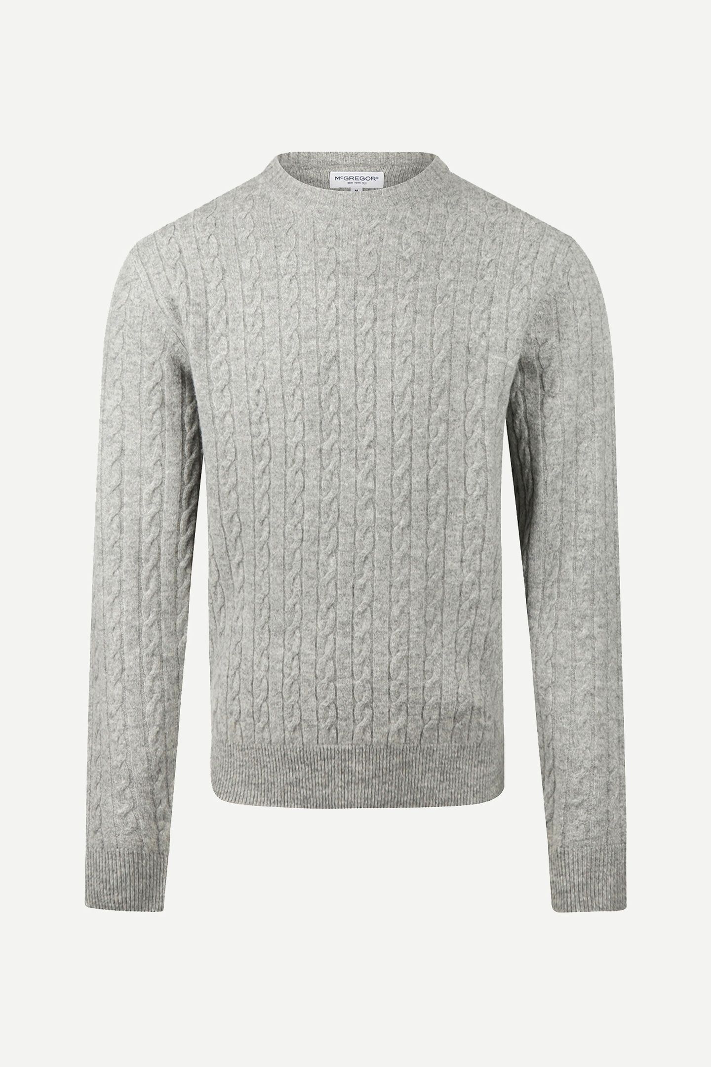 CABLE CREW NECK SWEATER MEDIUM GREY MELANGE 3