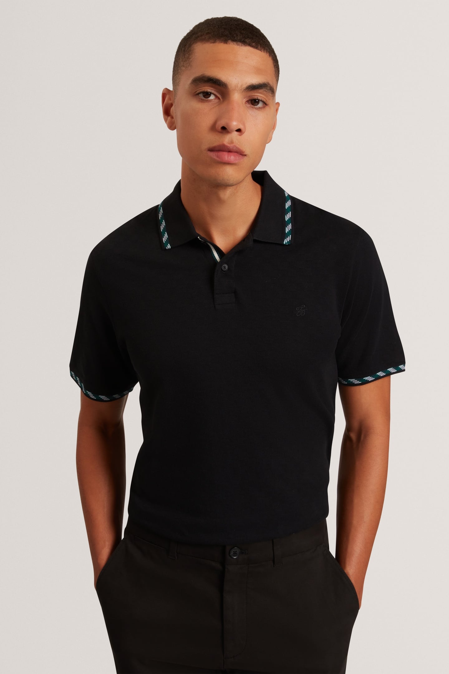 SS HOUSE CHECK JACQUARD POLO BLACK 1