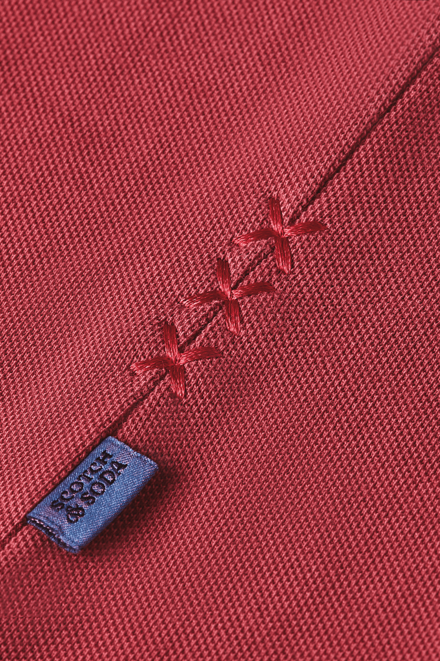 3 CROSSES PIQUE RELAXEDFIT GARMENTDYED POLO RED 7