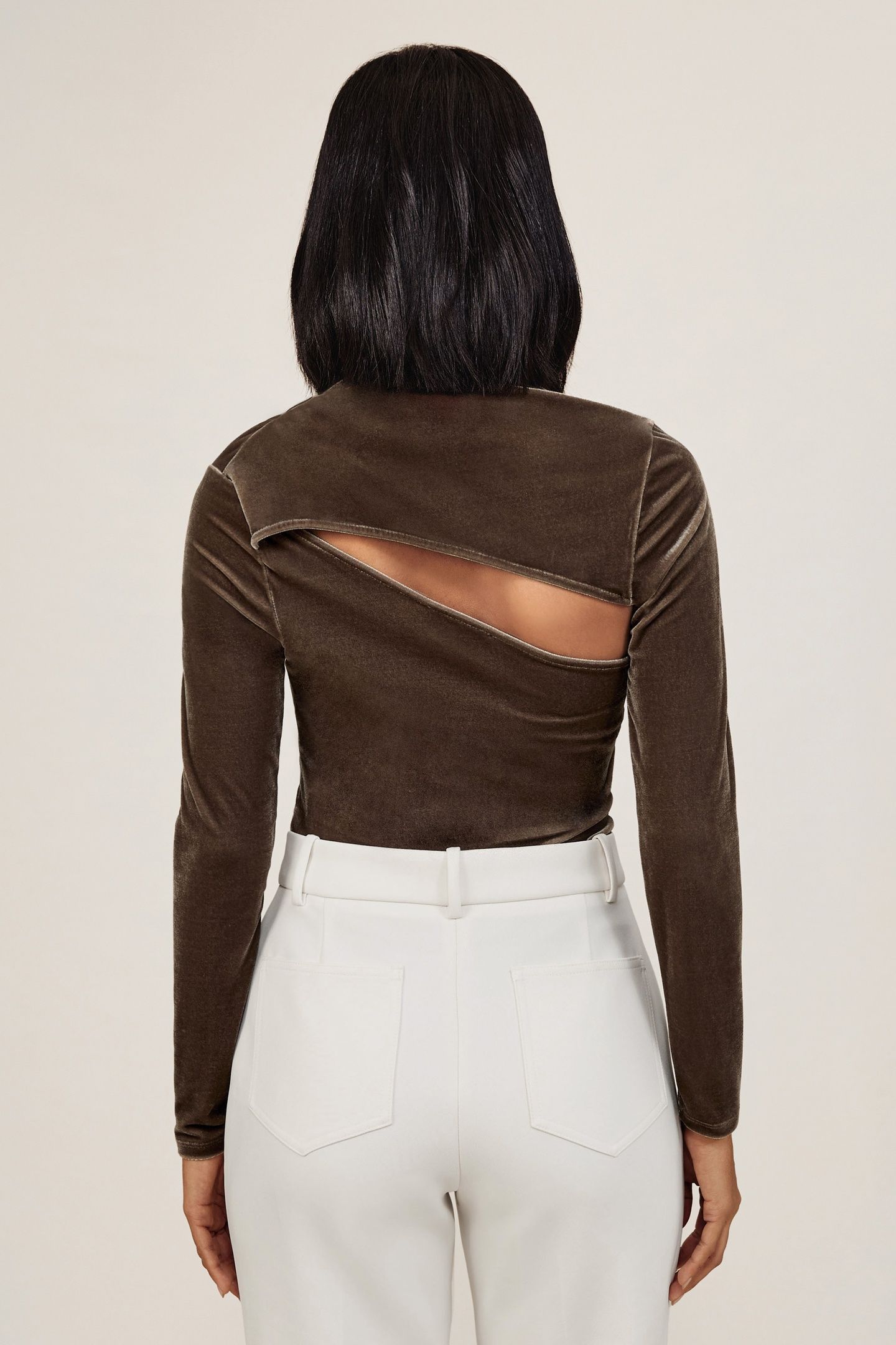 LONG SLEEVE VELVET TOP MOCHA BROWN 2