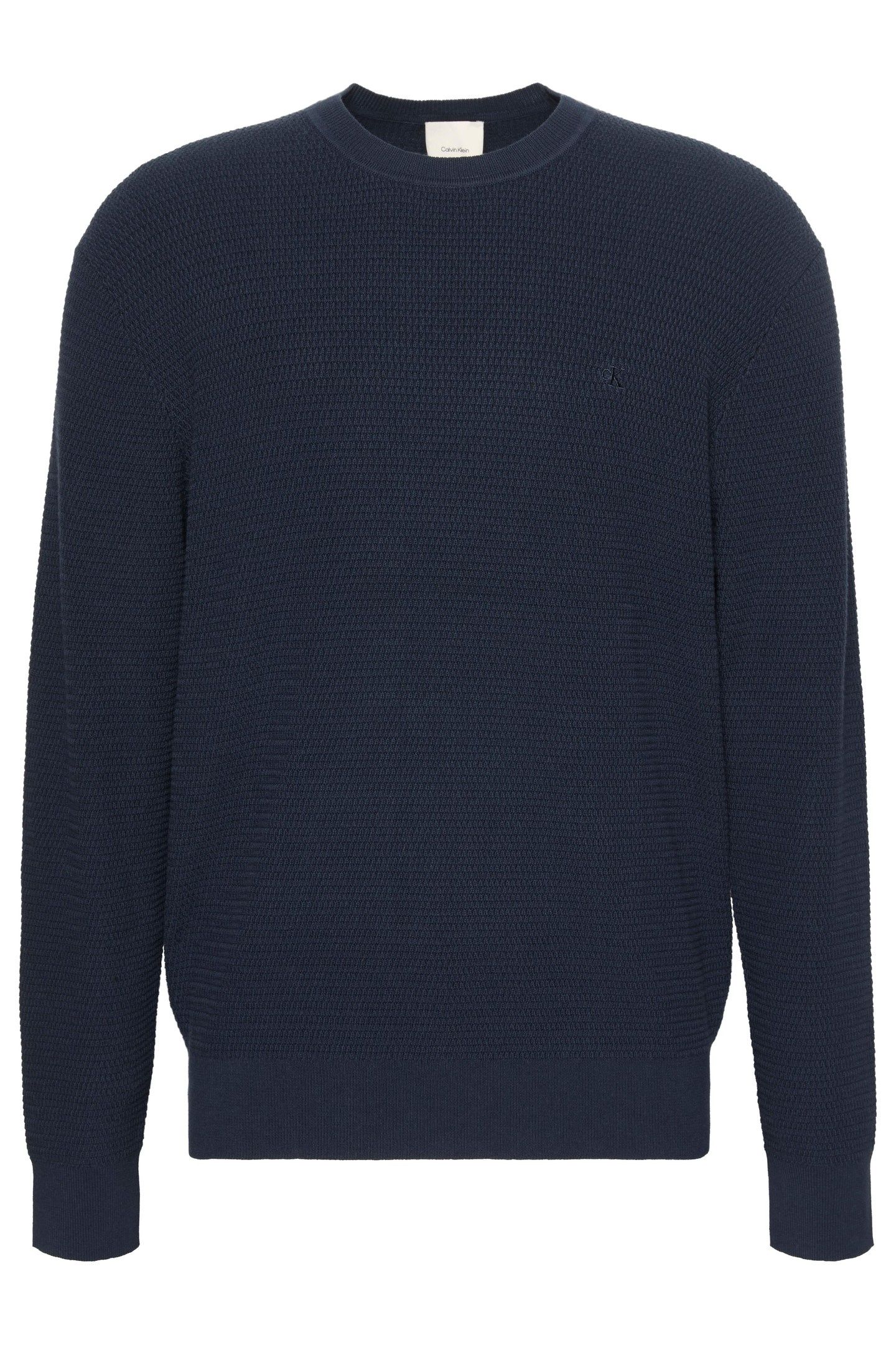 LS TEXTURE COTTON CREW DARK SAPPHIRE 1