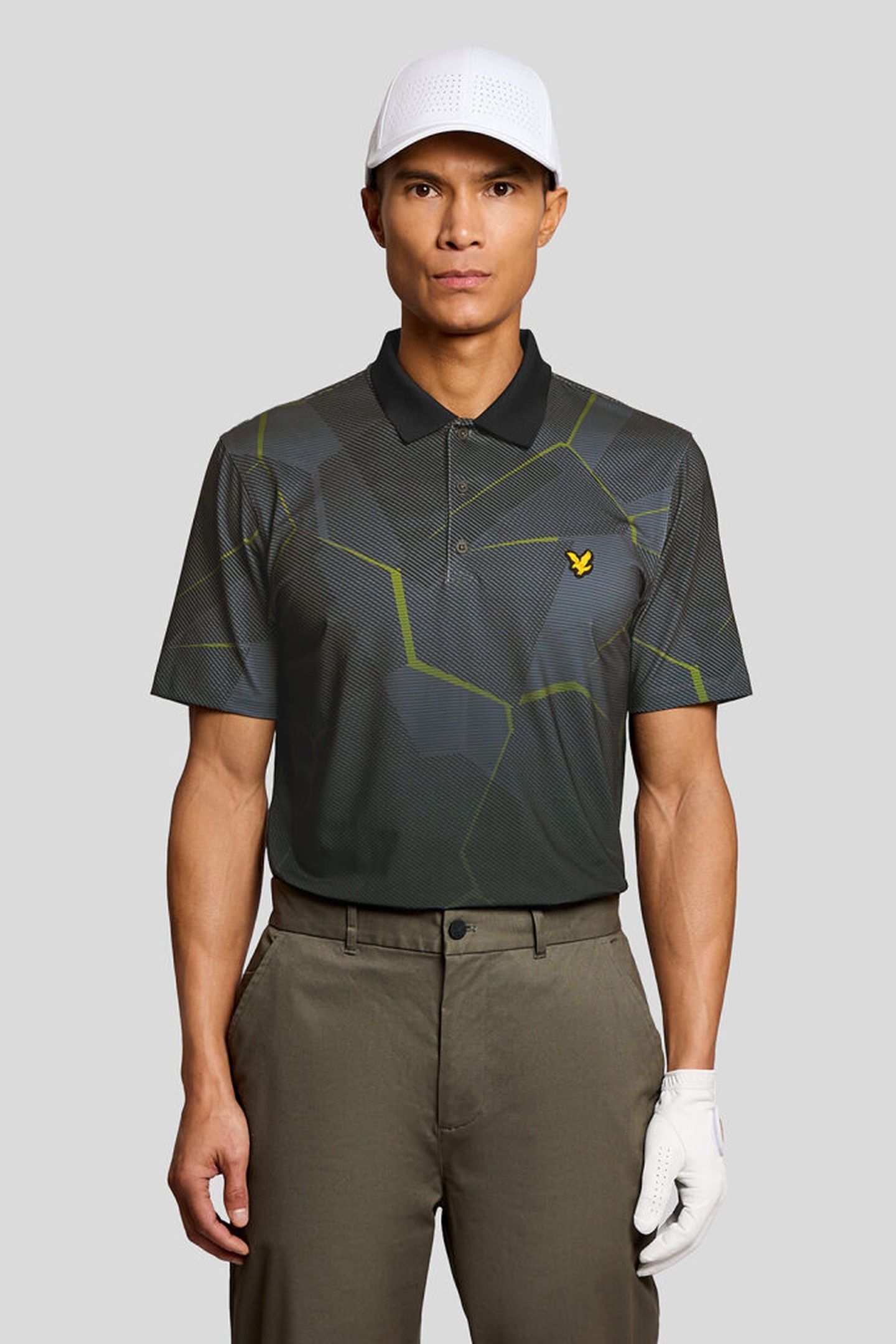 GOLF GEOMETRIC PRINT POLO JET BLACK 1