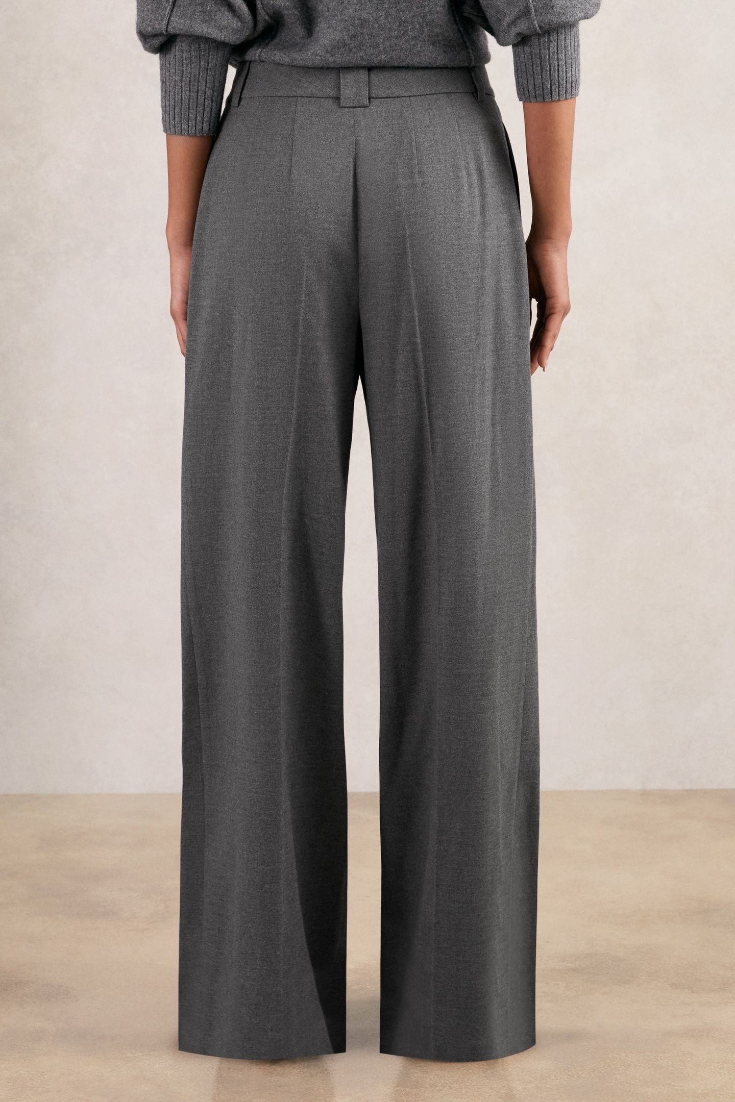 WIDE LEG FLANNEL TROUSER GREY 3