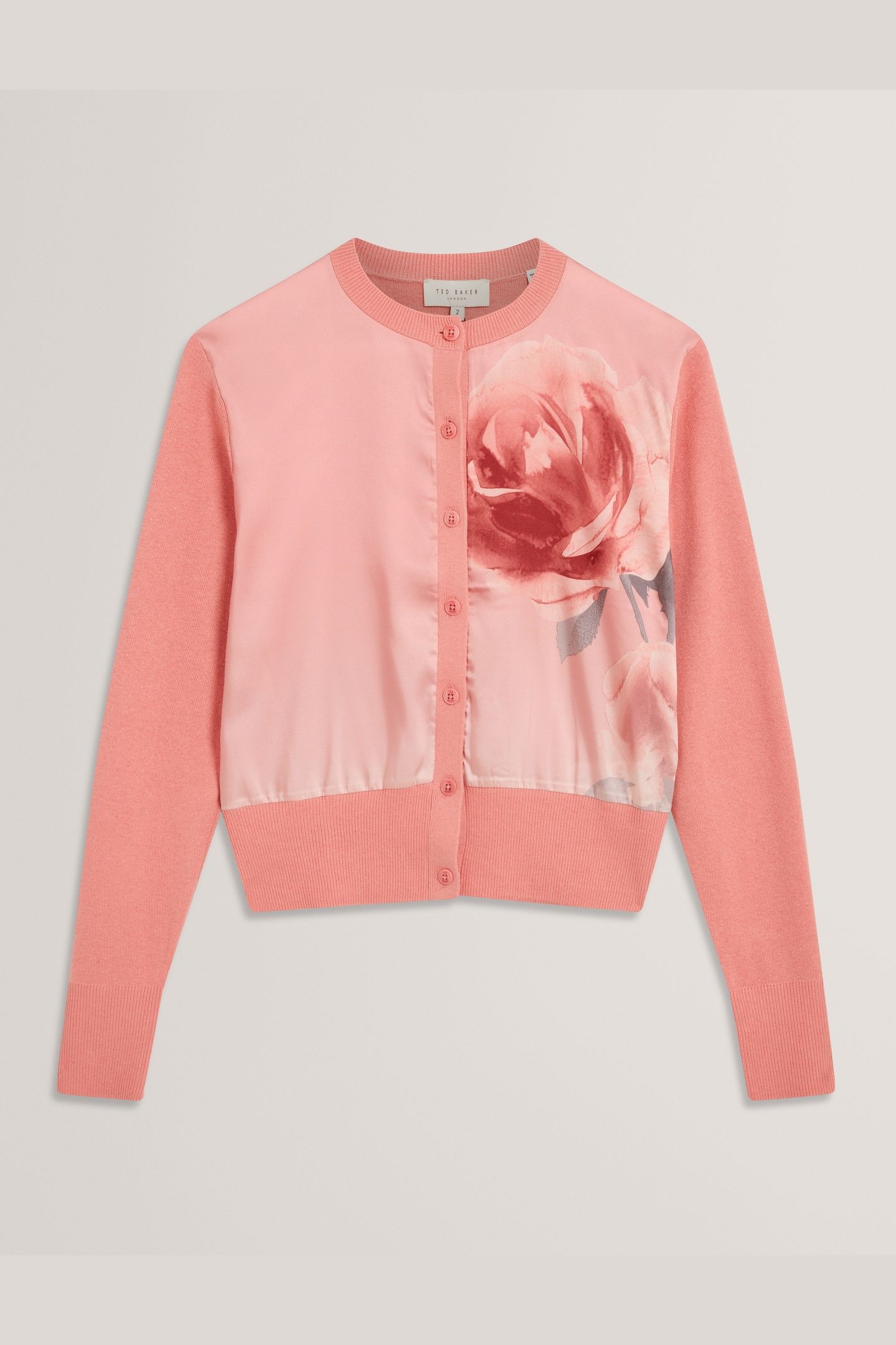 FLORAL PRINTED WOVEN FRONT CARDIGAN CORAL 3