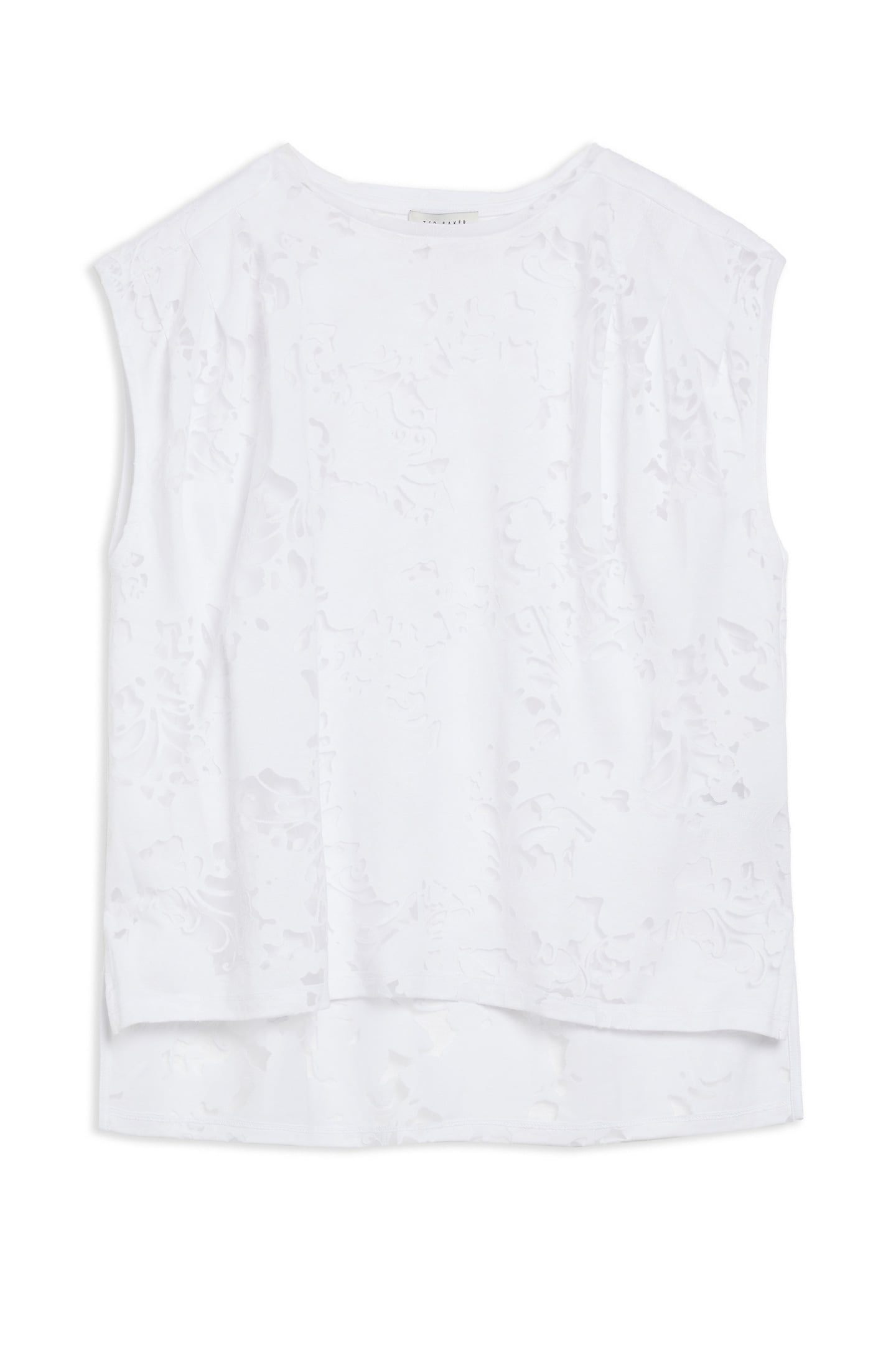 VLEENA PRINTED BURNOUT VEST TOP WHITE 3