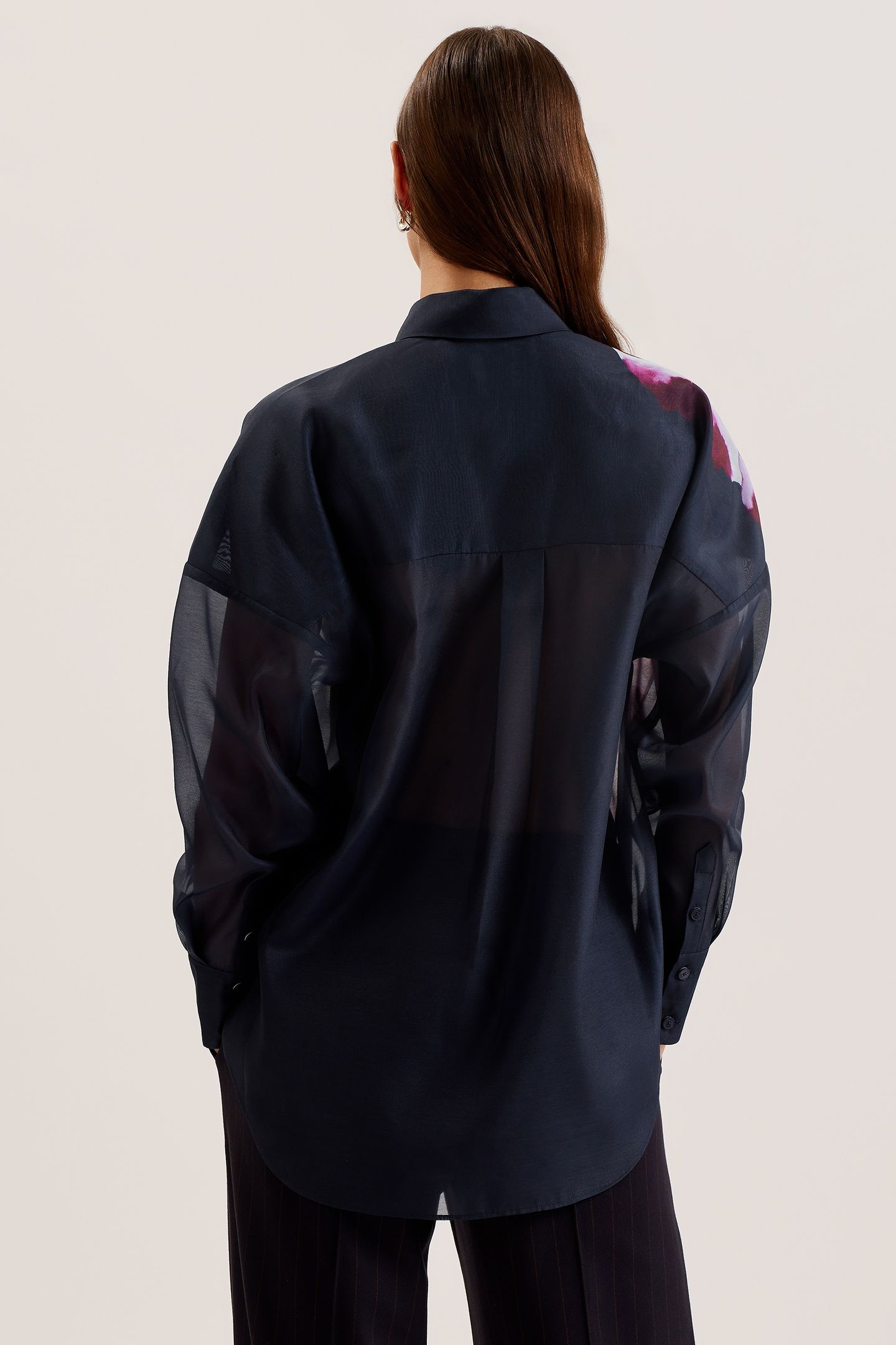 ORRIN PRINTED BUTTON DOWN OVERSIZED NAVY 2