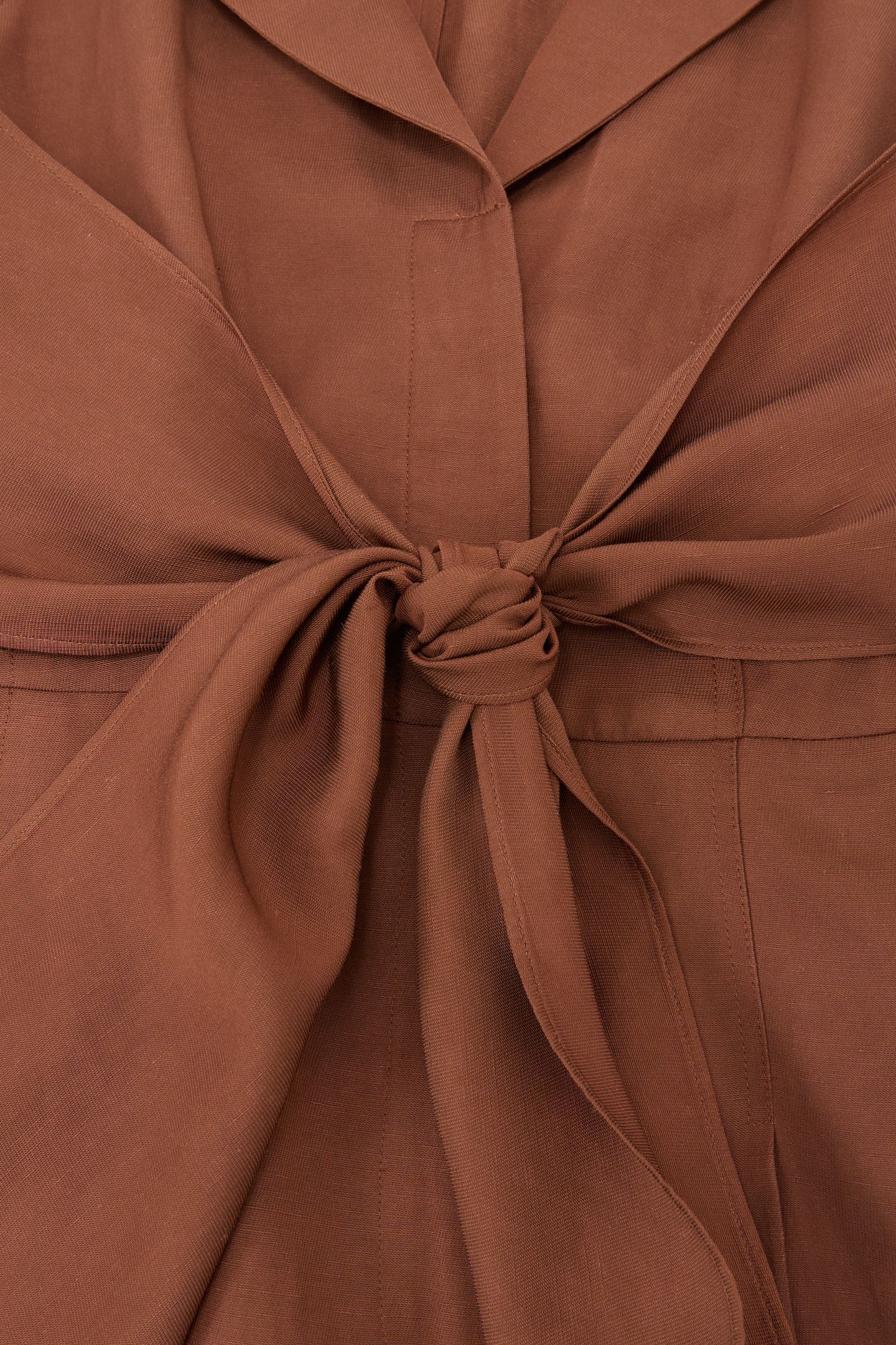 LIGHTWEIGHT TIE FRONT JUMPSUIT RUST ORANGE 4