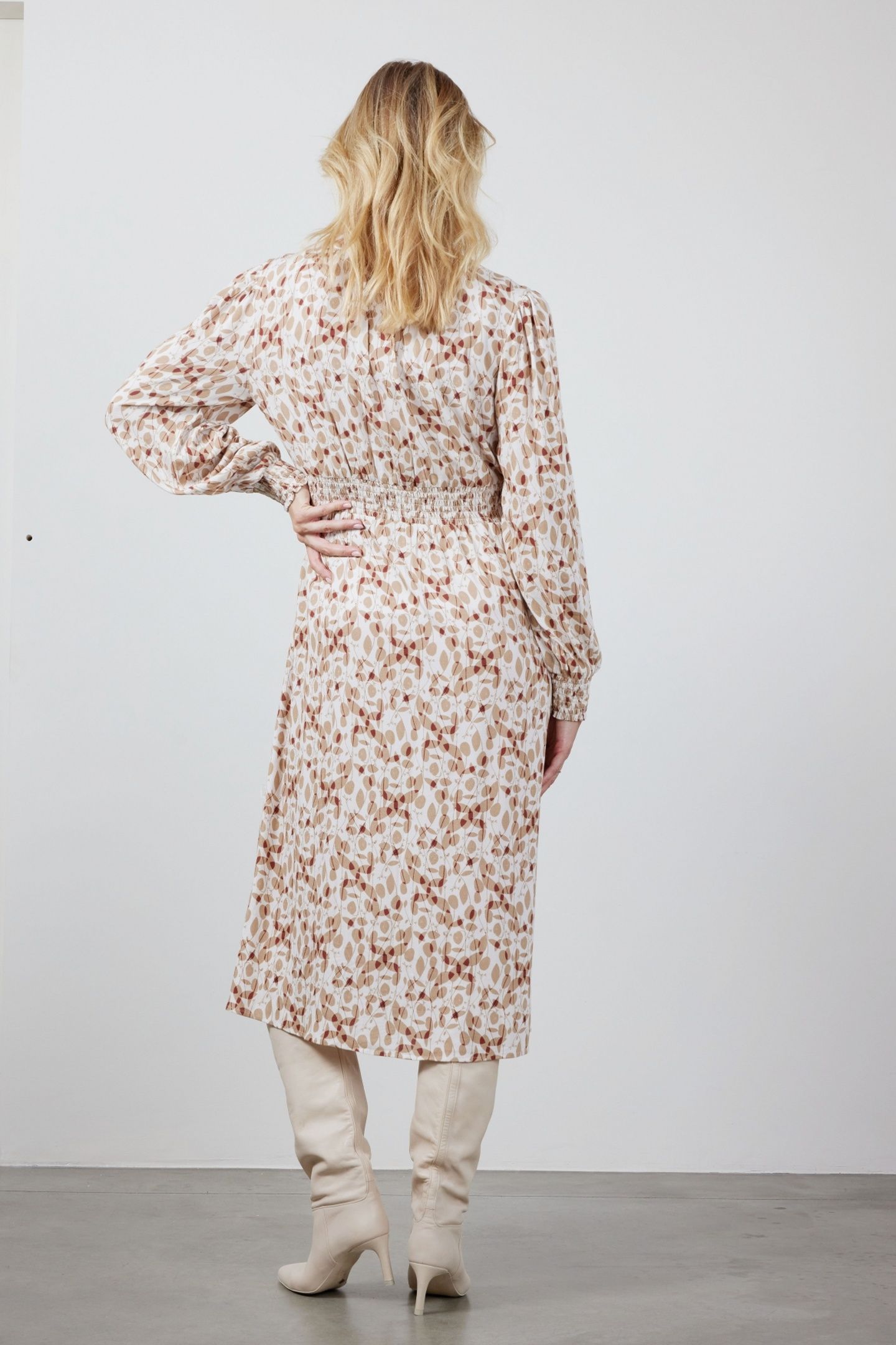 DRESS JEWEL ECRU HAPPY LEAVES PRINT 2