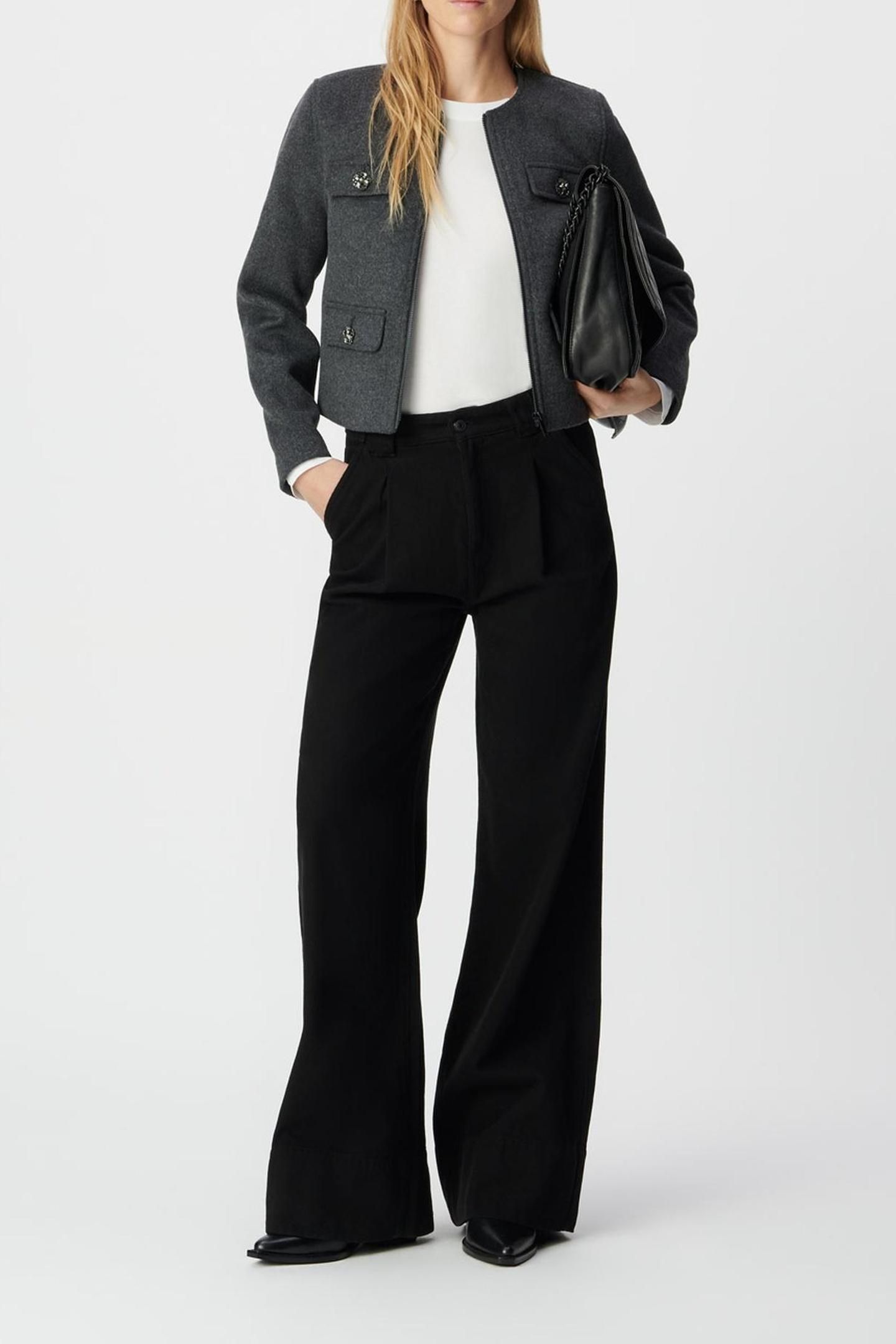 GREY WOOLCLOTH BOX JACKET WITH DIAMANTÉ BUTTONS 2