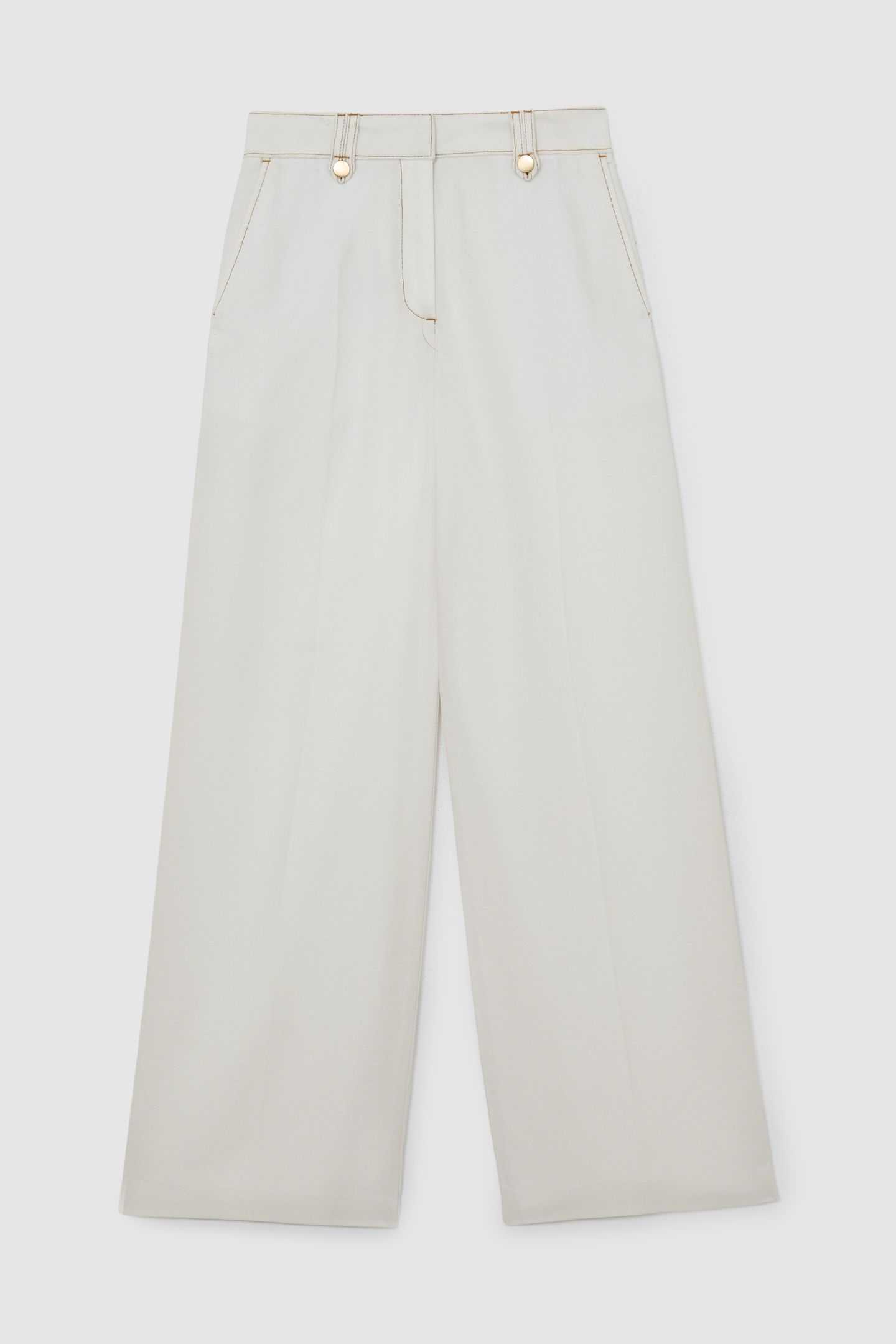 DETAIL WIDE LEG TROUSER WHITE 5