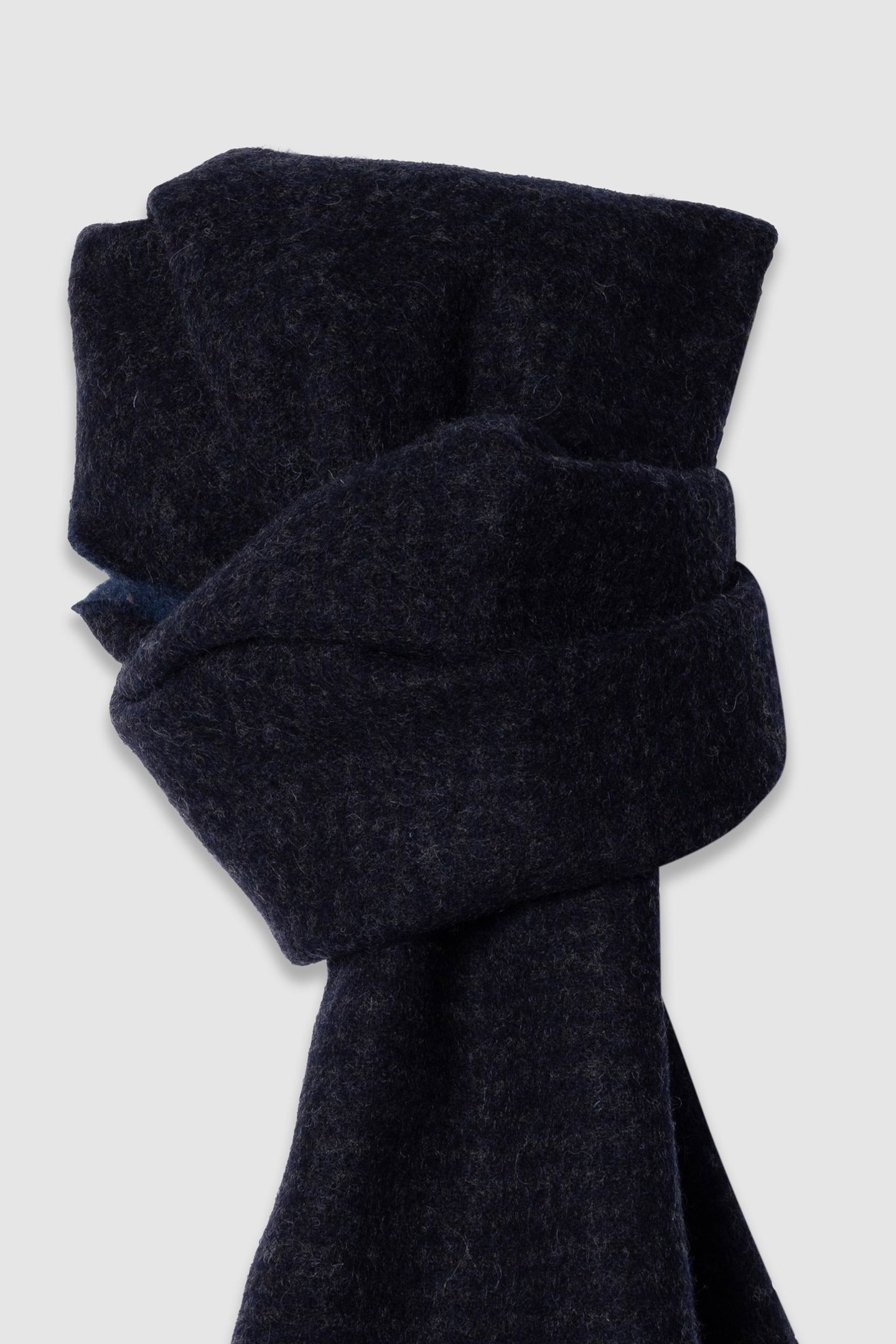 GREY CHECK AND PLAIN BLUE DOUBLE-SIDED SCARF 4