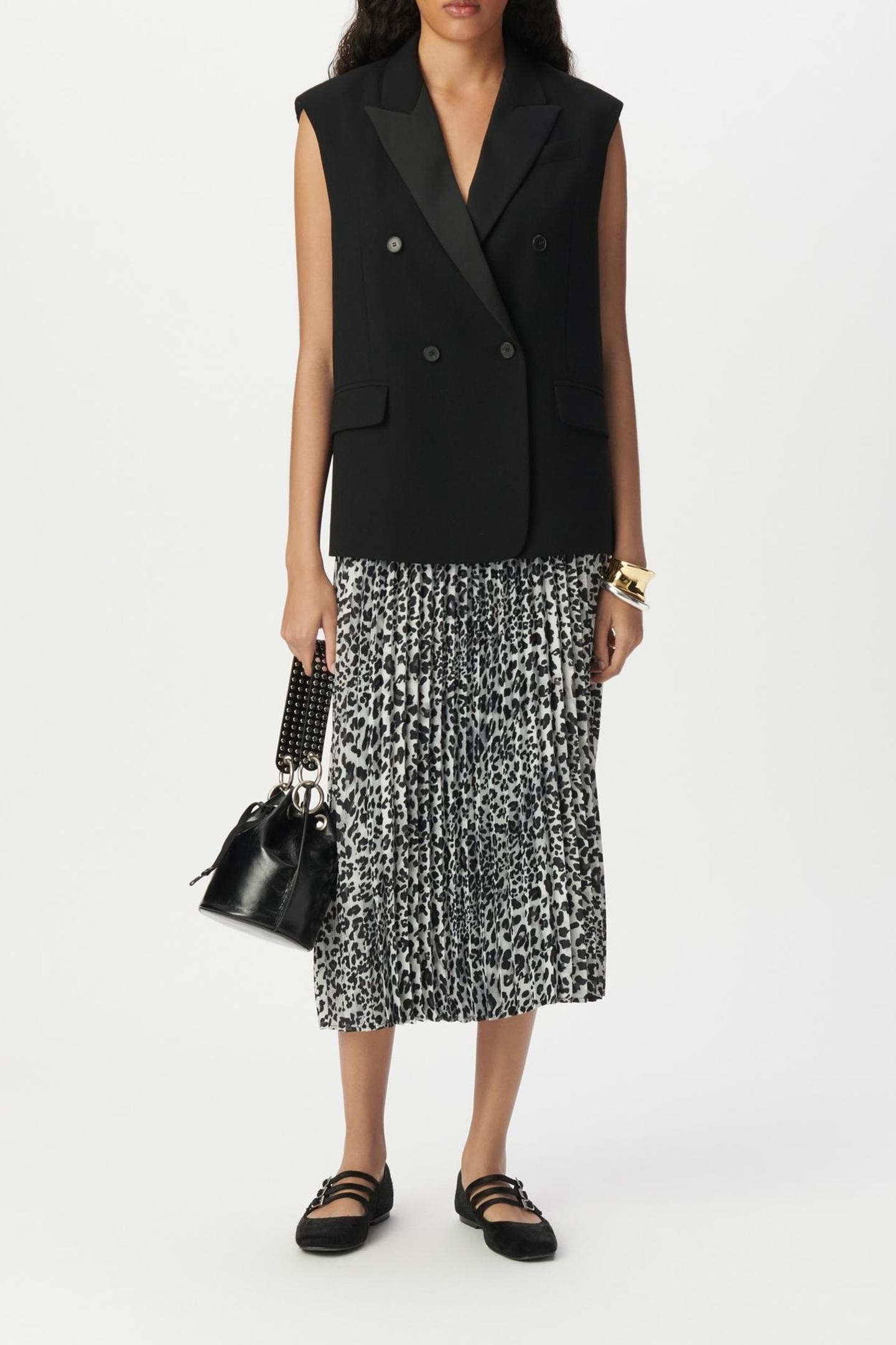 GREY PANTHER RECYCLED POLYESTER PLEATED SKIRT 3