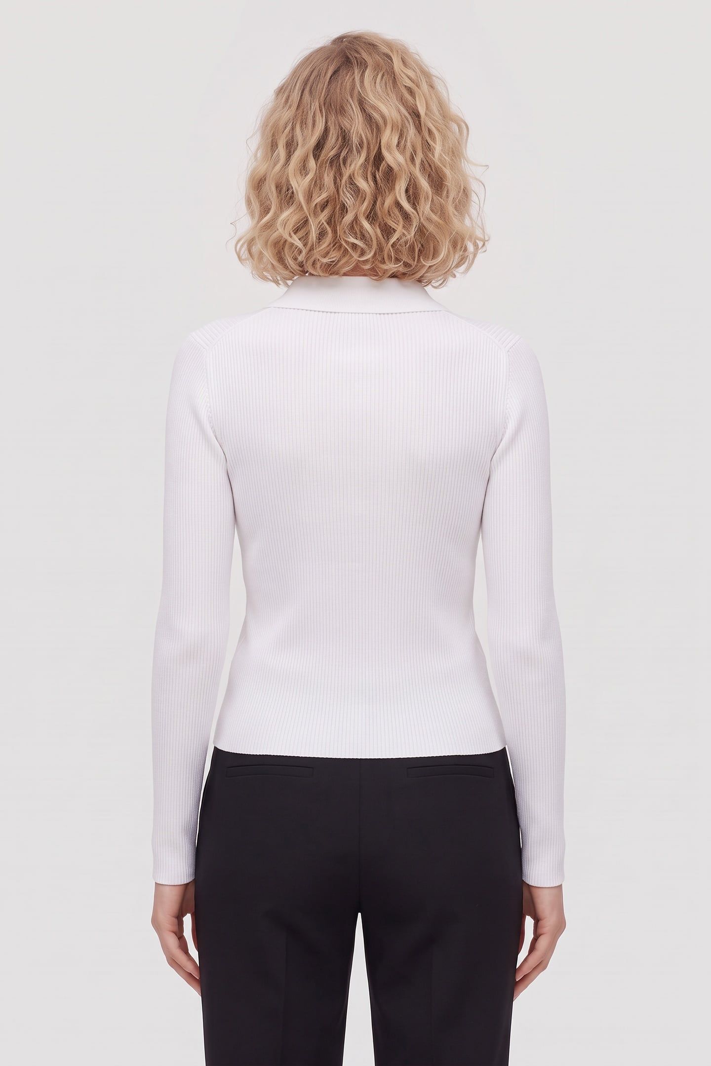 POLO NECK CLEAN LS TOP WHITE 2