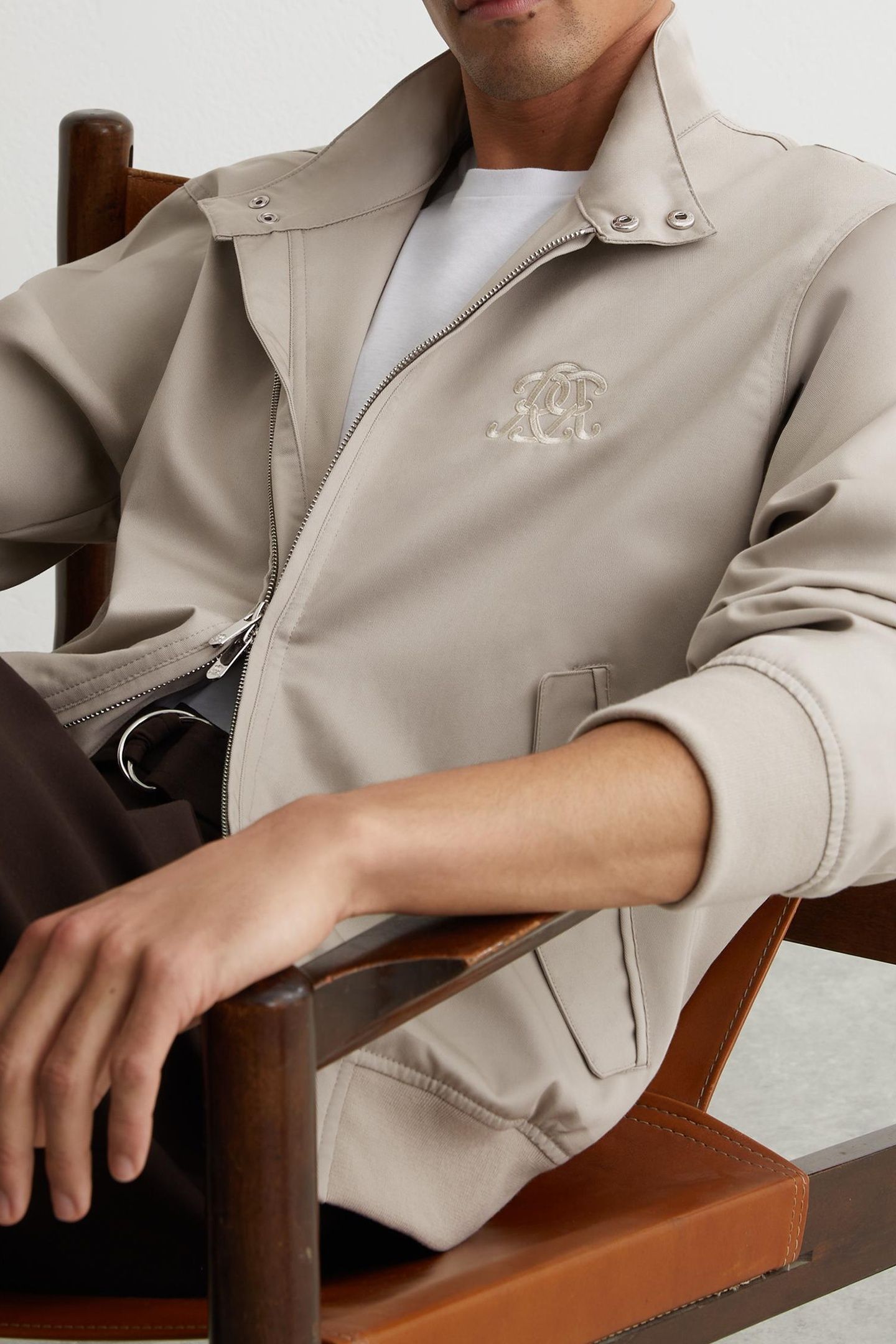 EMBROIDERED MOTIF HARRINGTON JACKET LIGHT STONE 5