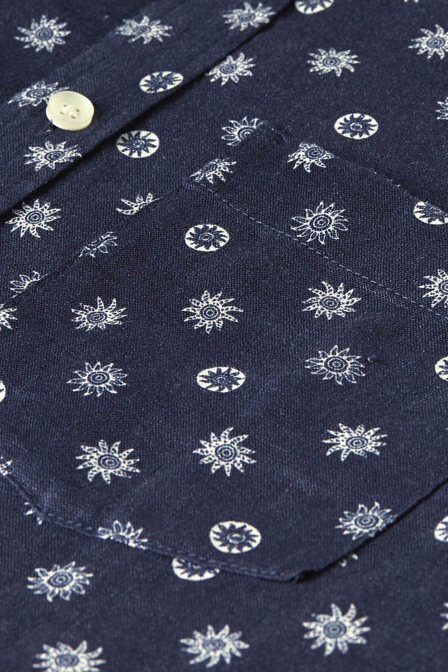 PRINTED LINEN REGULAR-FIT SHIRT NAVY 7