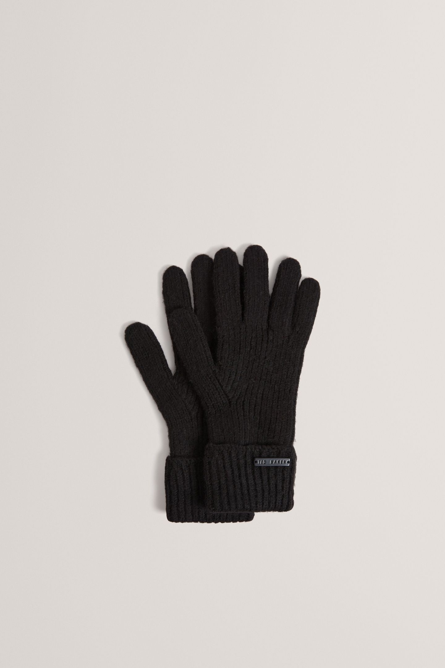 KNITTED RIBBED GLOVES BLACK 1